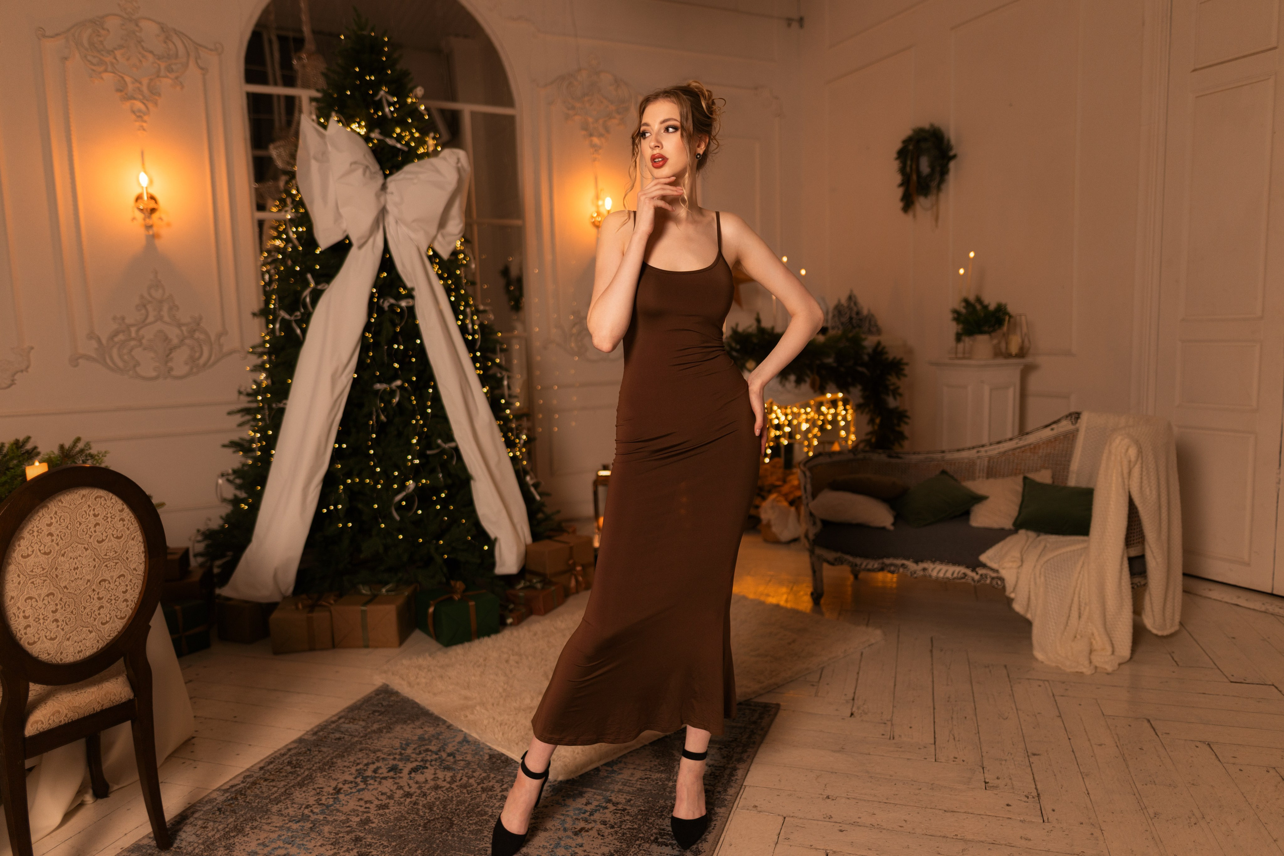 Студийная вечерняя съемка с Ксенией в интерьере