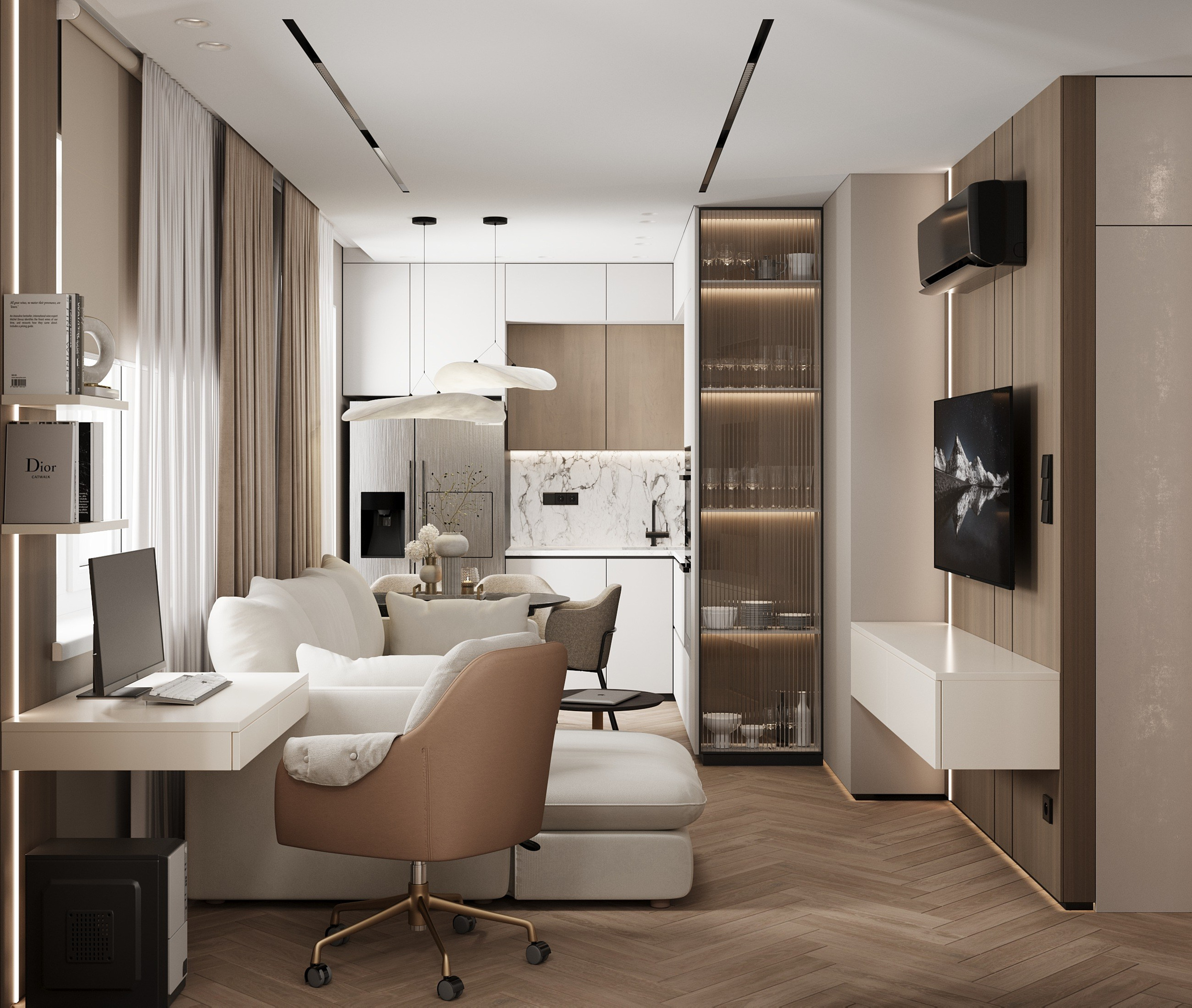 Квартира 55 м² г. Иркутск. ПРОЕКТИРОВАНИЕ ИНТЕРЬЕРОВ И АРХИТЕКТУРНЫХ РЕШЕНИЙ В СТУДИИ SHELOFAST DESIGN