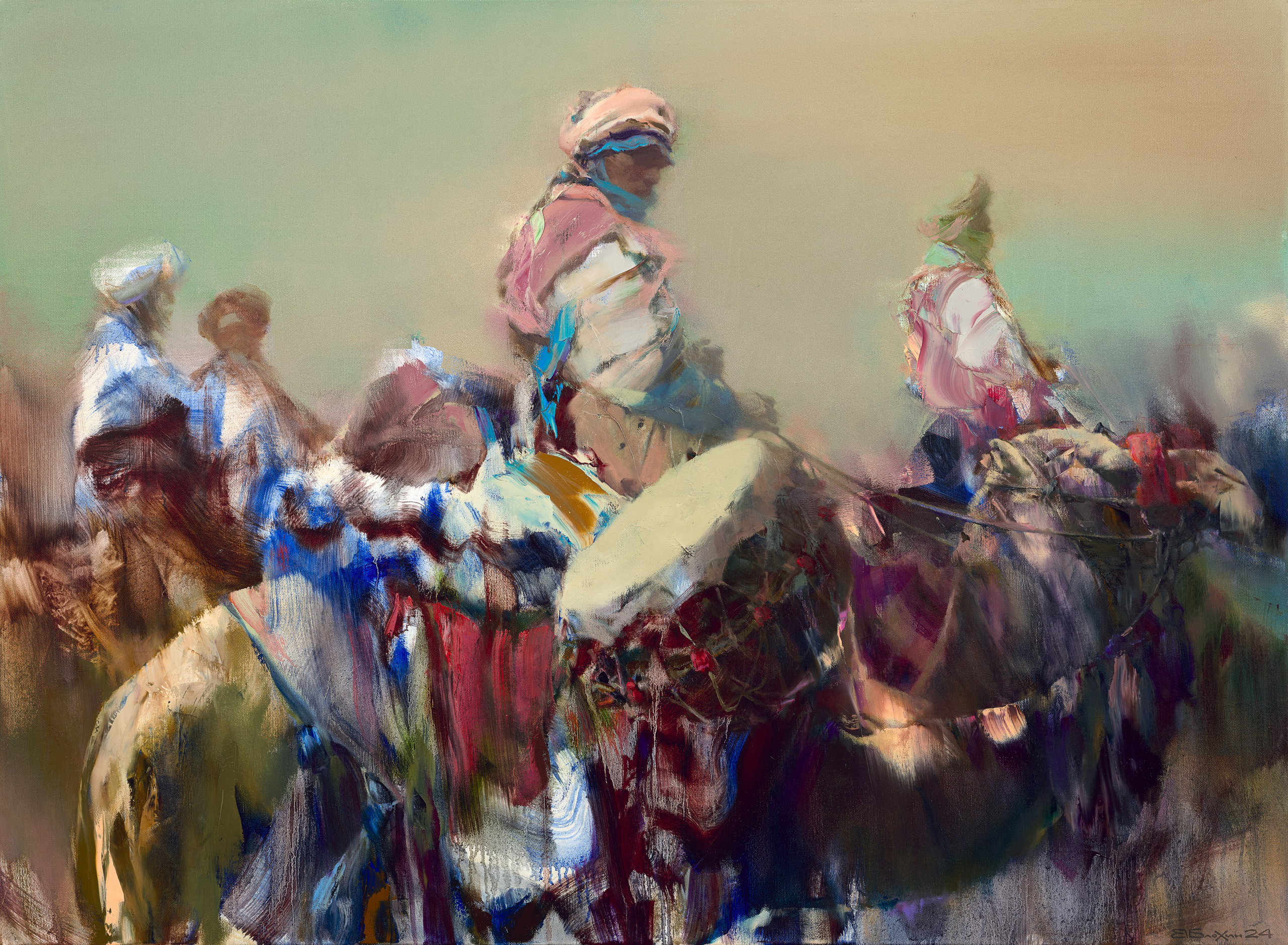 «Утро в пути» - художник Валерий Блохин (холст, масло, 110x150, 2024)