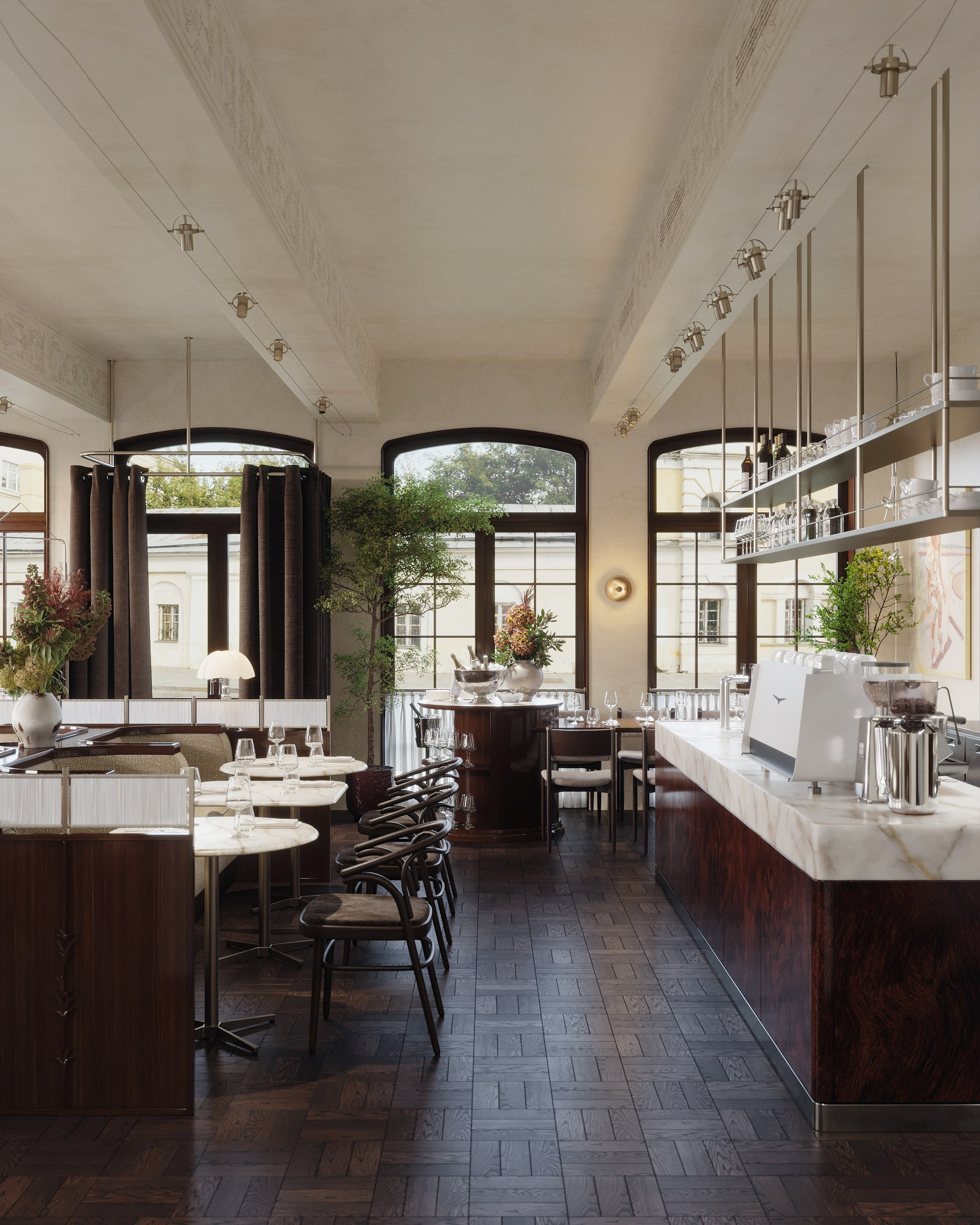 Restaurant in Moscow. Renders by TATYANA SHEVCHENKO