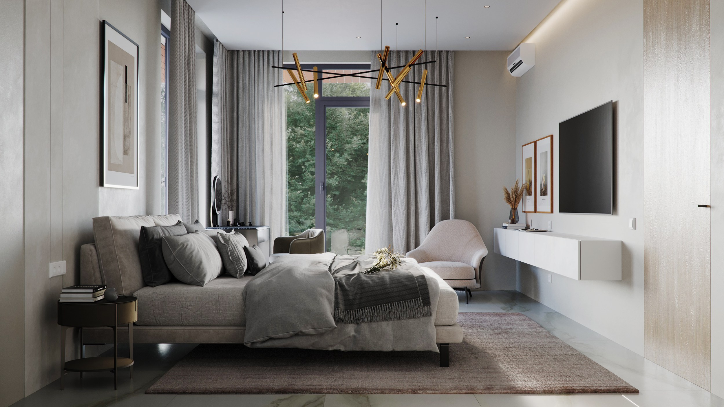 Спальня в частном доме. Клиент Stolyarov architectural bureau. Евгений Пырков — 3d визуализатор интерьеров и экстерьеров России