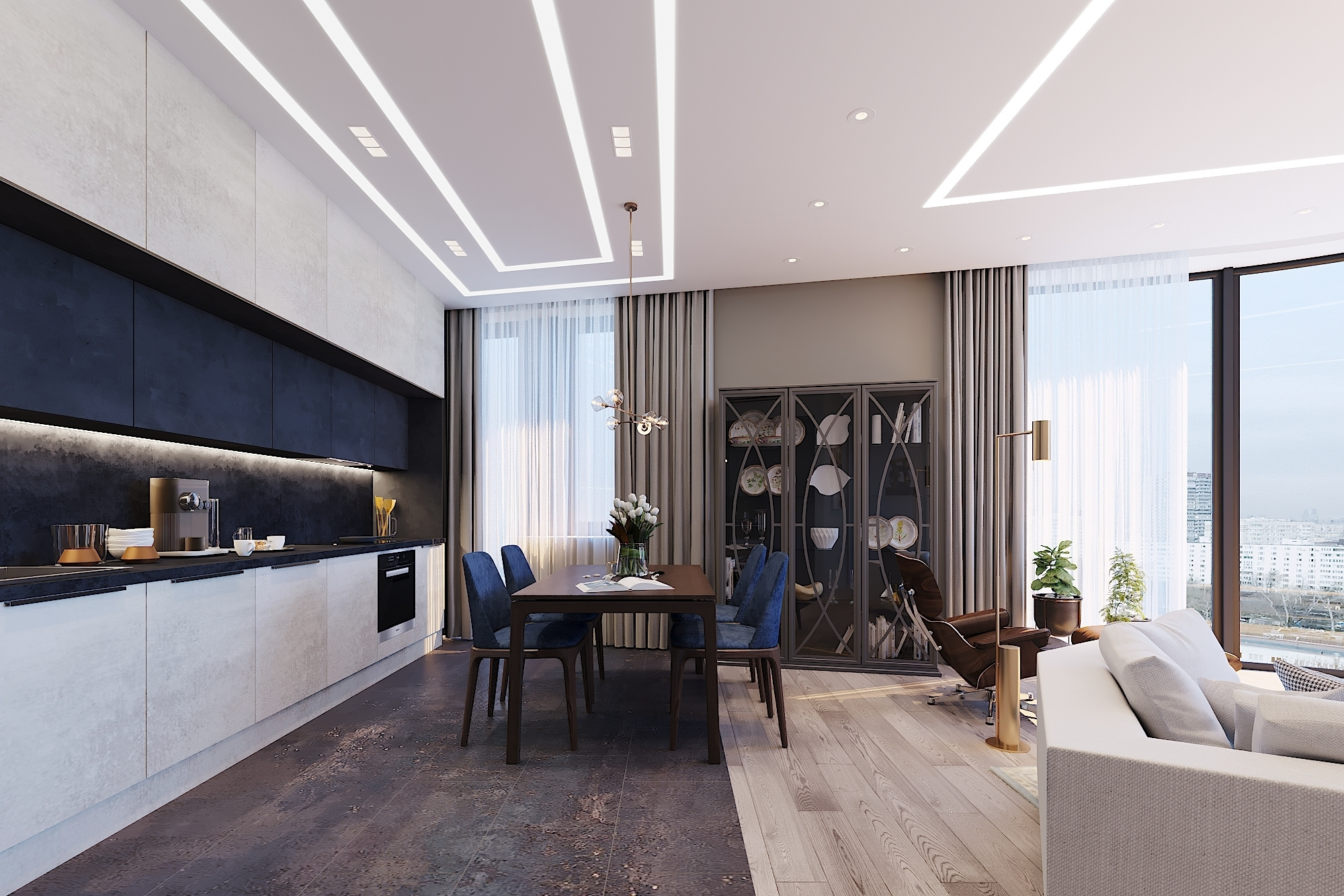 ЖК Воробьев дом. 3-к квартира. 129 м². Авторский дизайн интерьера