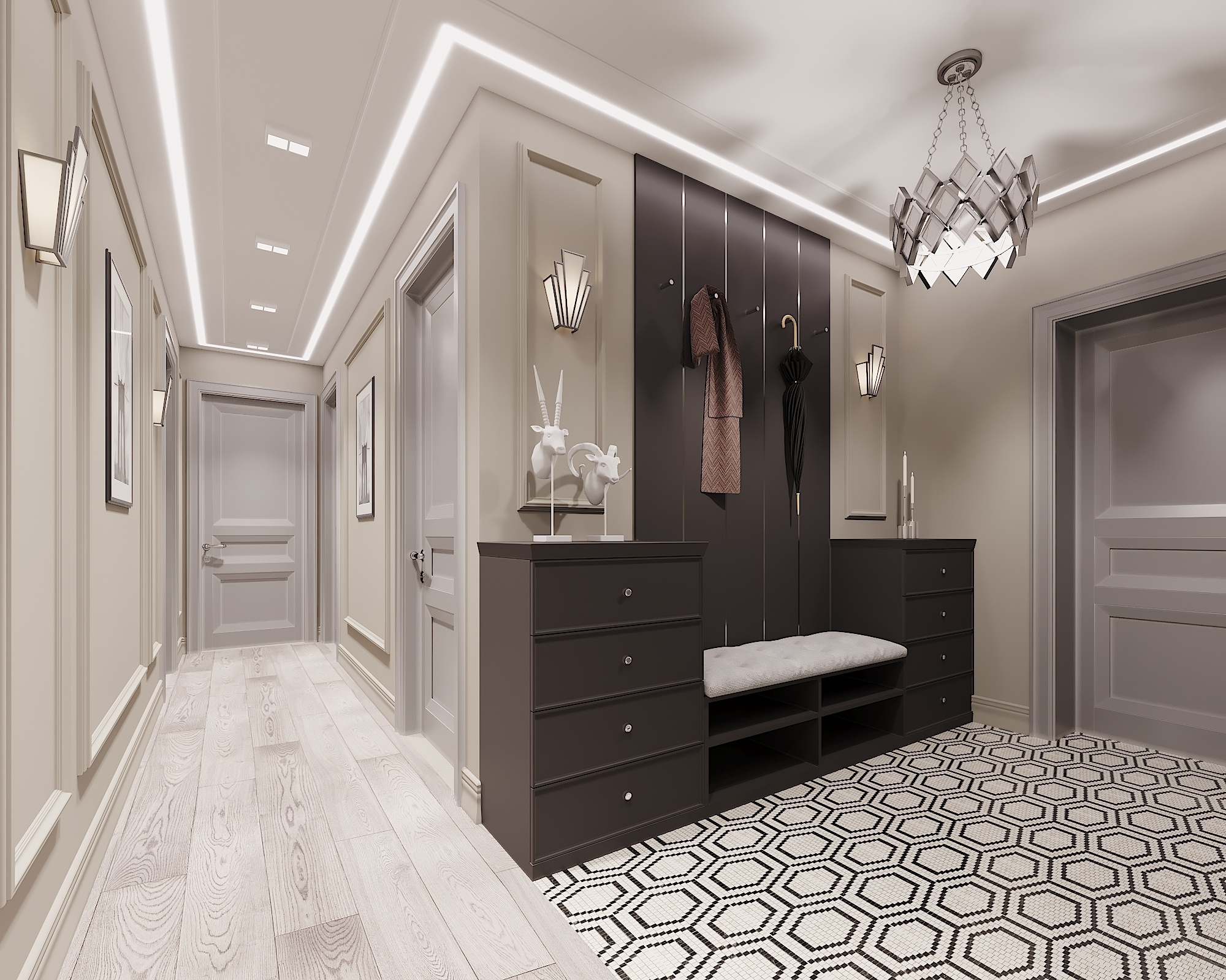 ЖК Воробьев дом. 3-к квартира. 129 м². Авторский дизайн интерьера