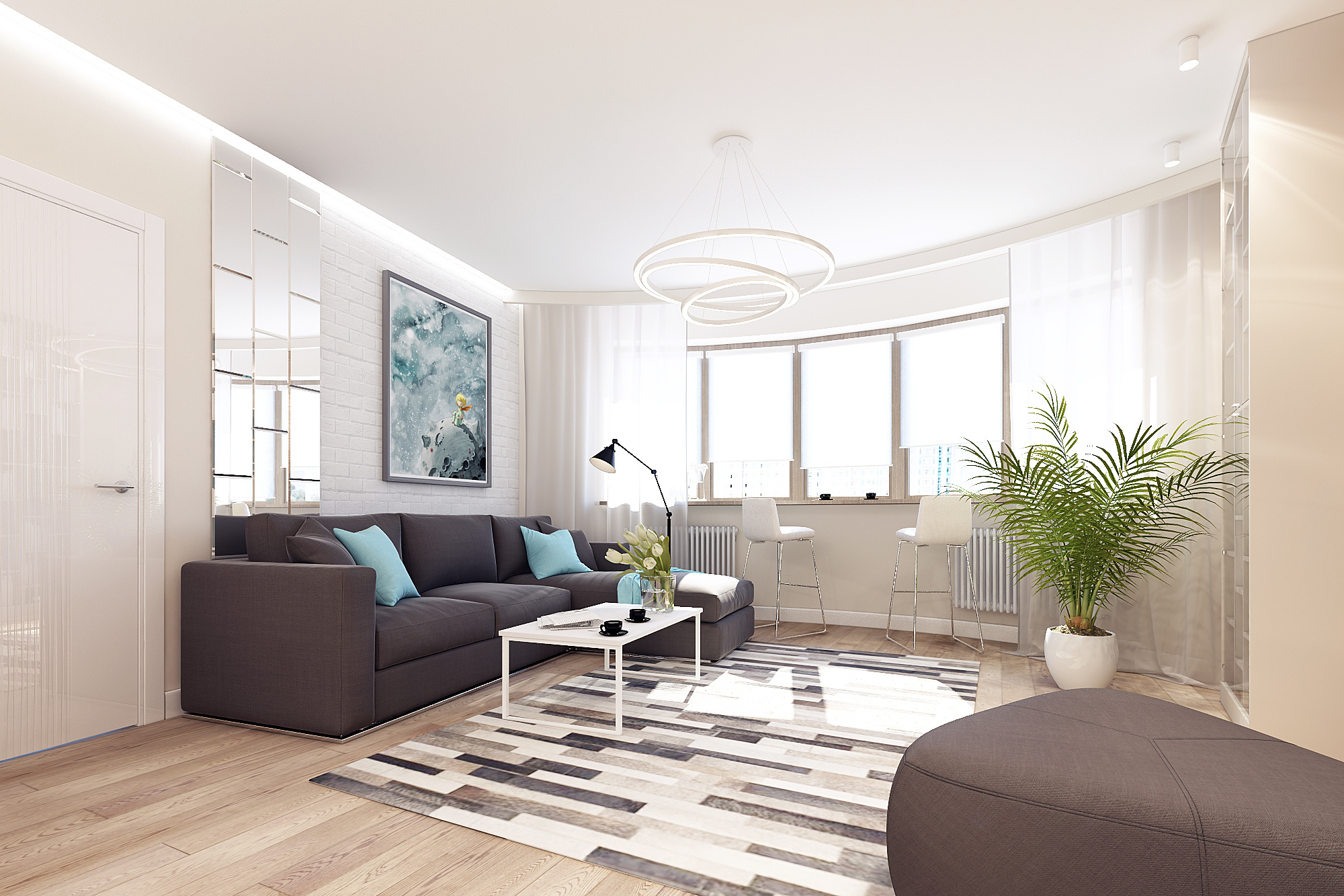 3-к квартира. 90 м². Авторский дизайн интерьера