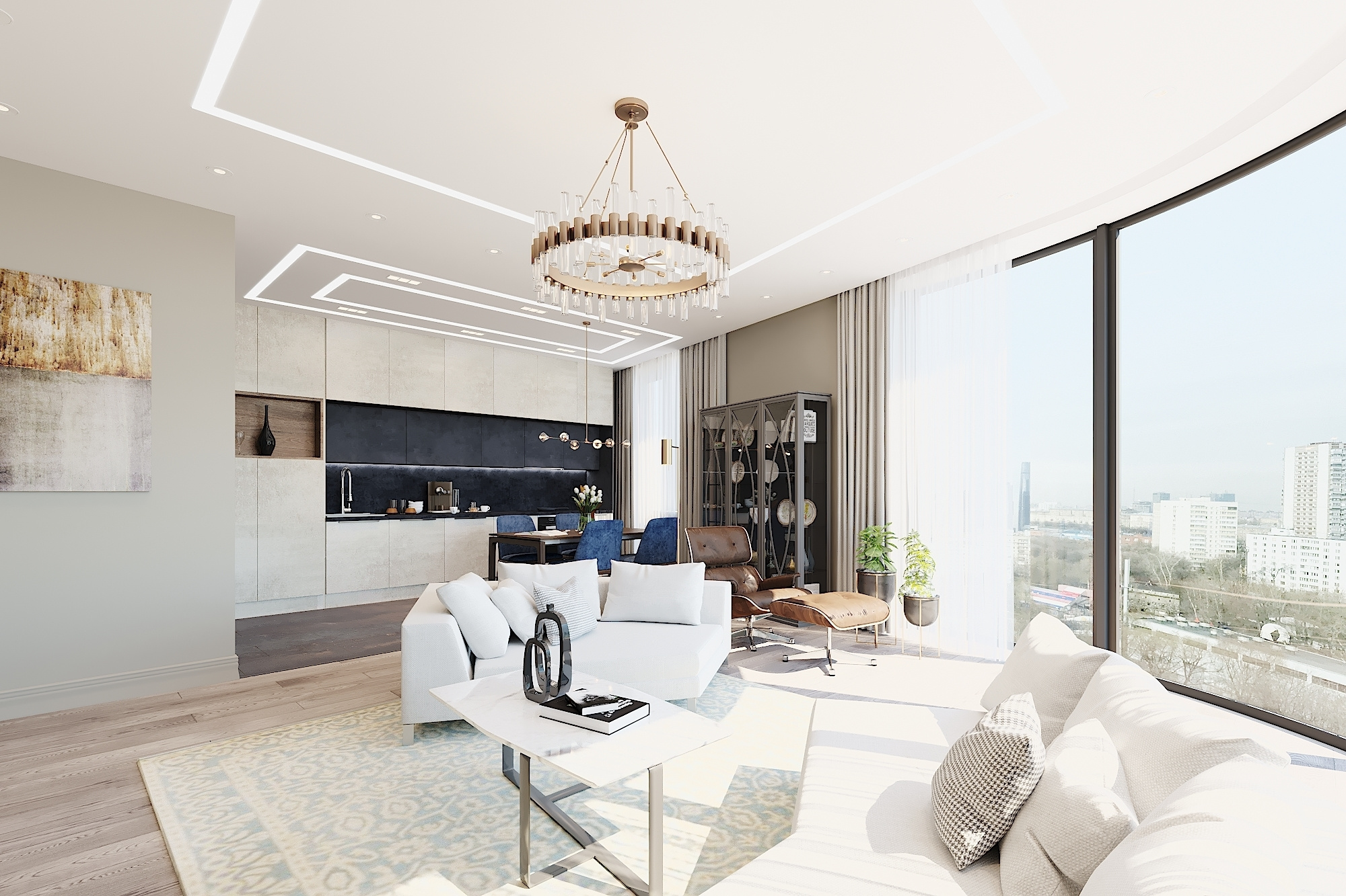 ЖК Воробьев дом. 3-к квартира. 129 м². Авторский дизайн интерьера