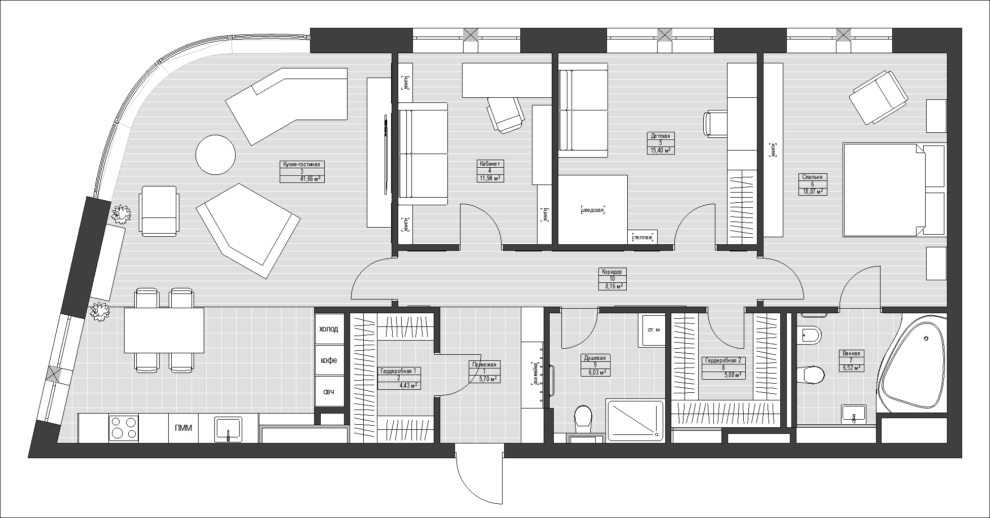 ЖК Воробьев дом. 3-к квартира. 129 м². Авторский дизайн интерьера