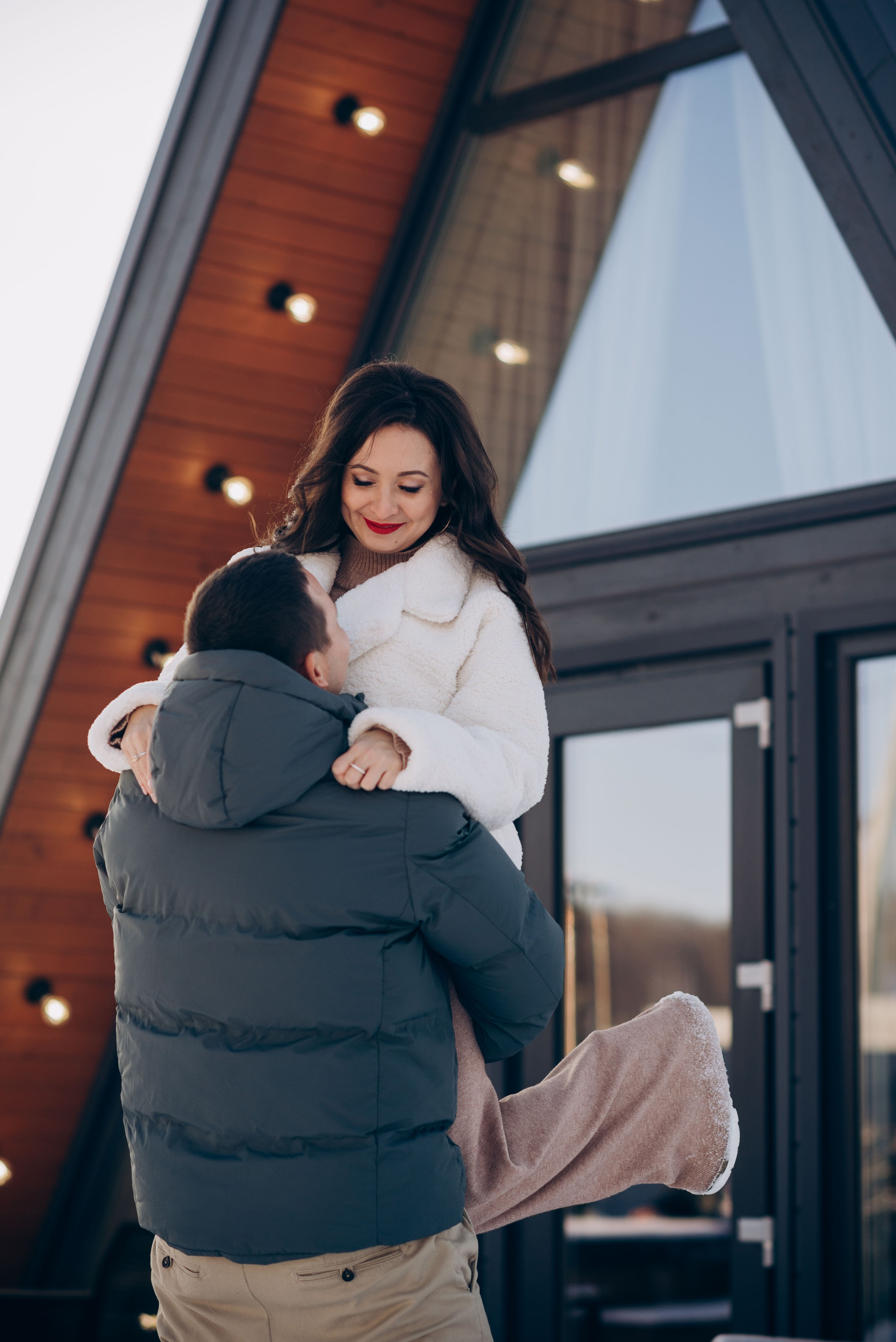 Зимняя фотосессия в домике A-frame. Семейный фотограф в Домодедово и Москве Елена Пичугина