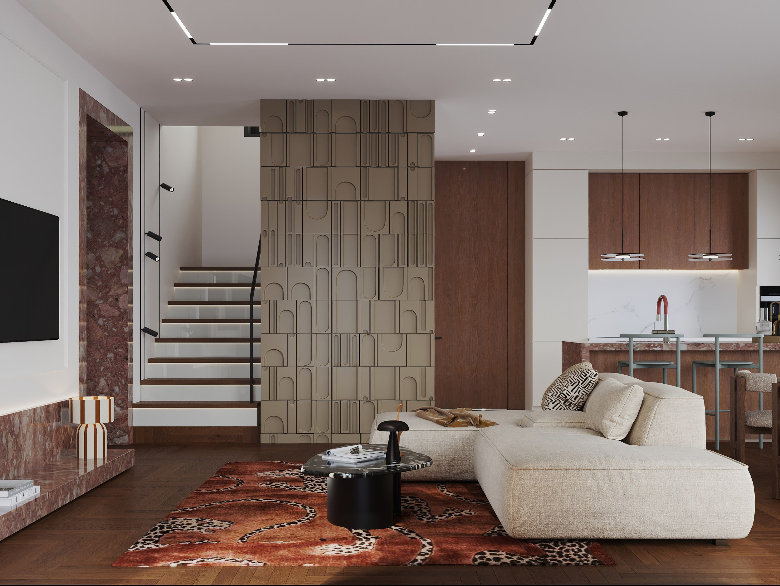 Визуализация кухни-гостиной. Интерьерный 3Д Визуализатор Маргарита Оберемко