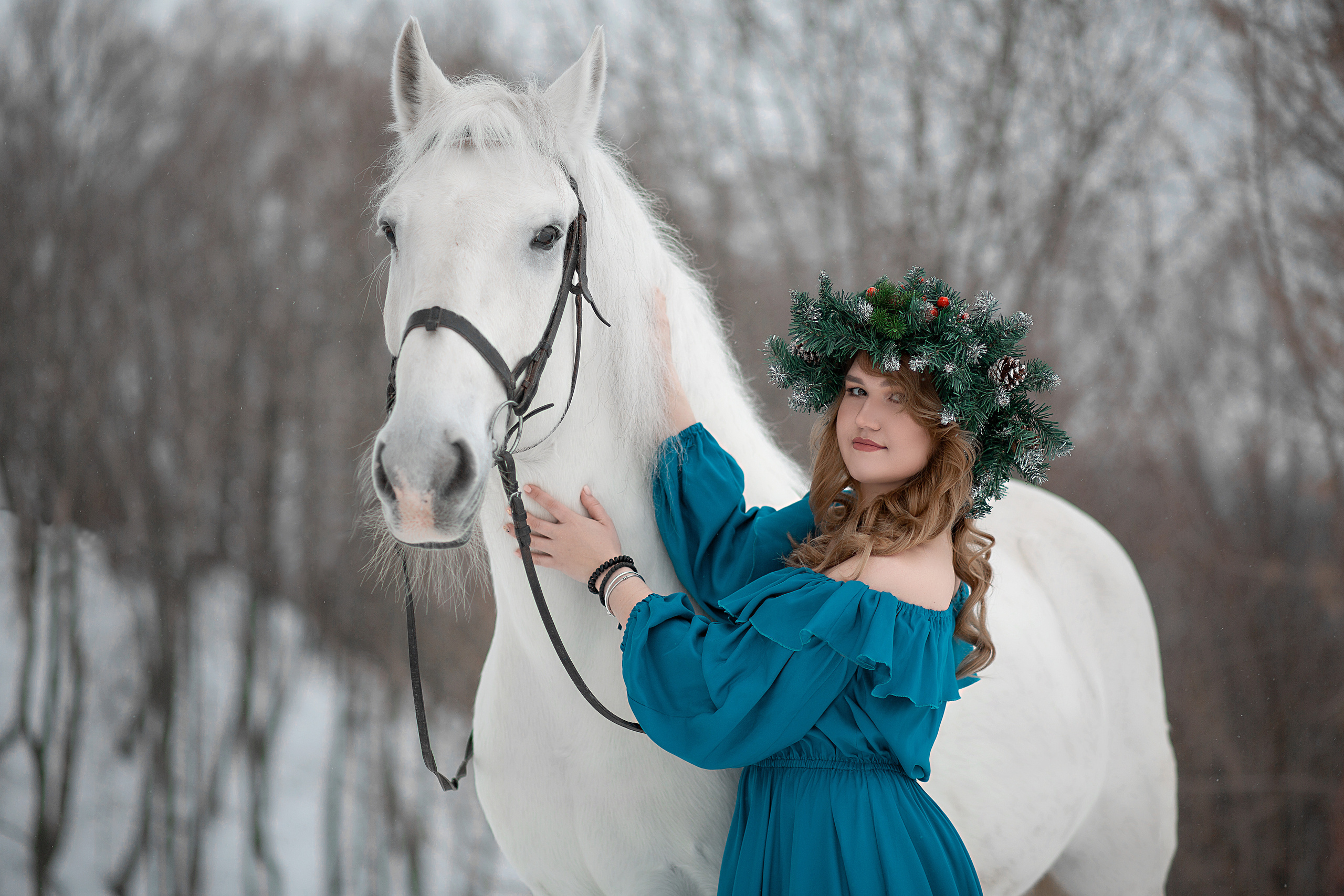 Ольга и Воробей фотодень 25.12.22. Фотосессия с лошадьми в Нижнем Новгороде