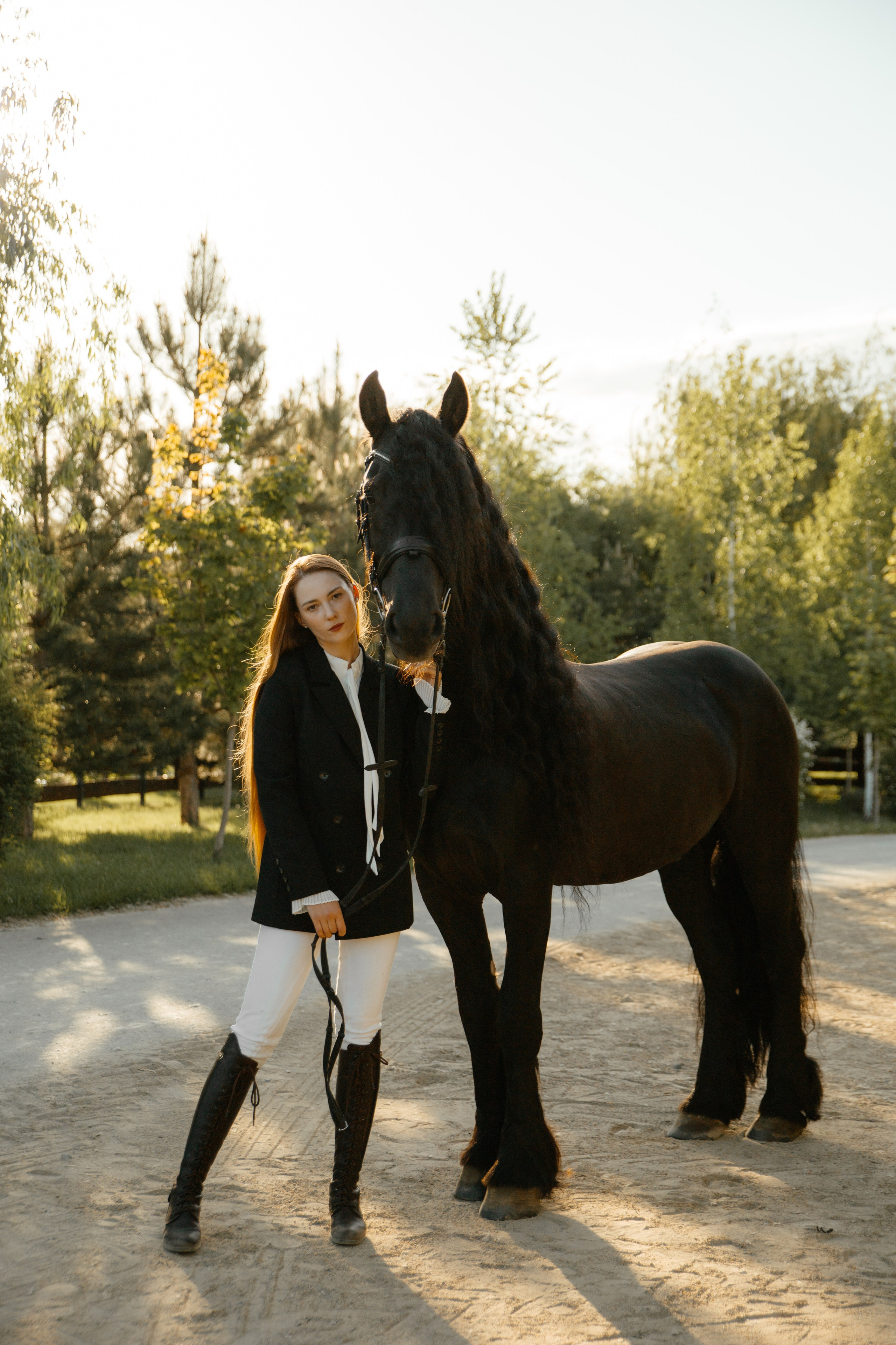 Съемка с лошадью фризской породы. Семейный и конный фотограф в Краснодарском крае и Адыгее