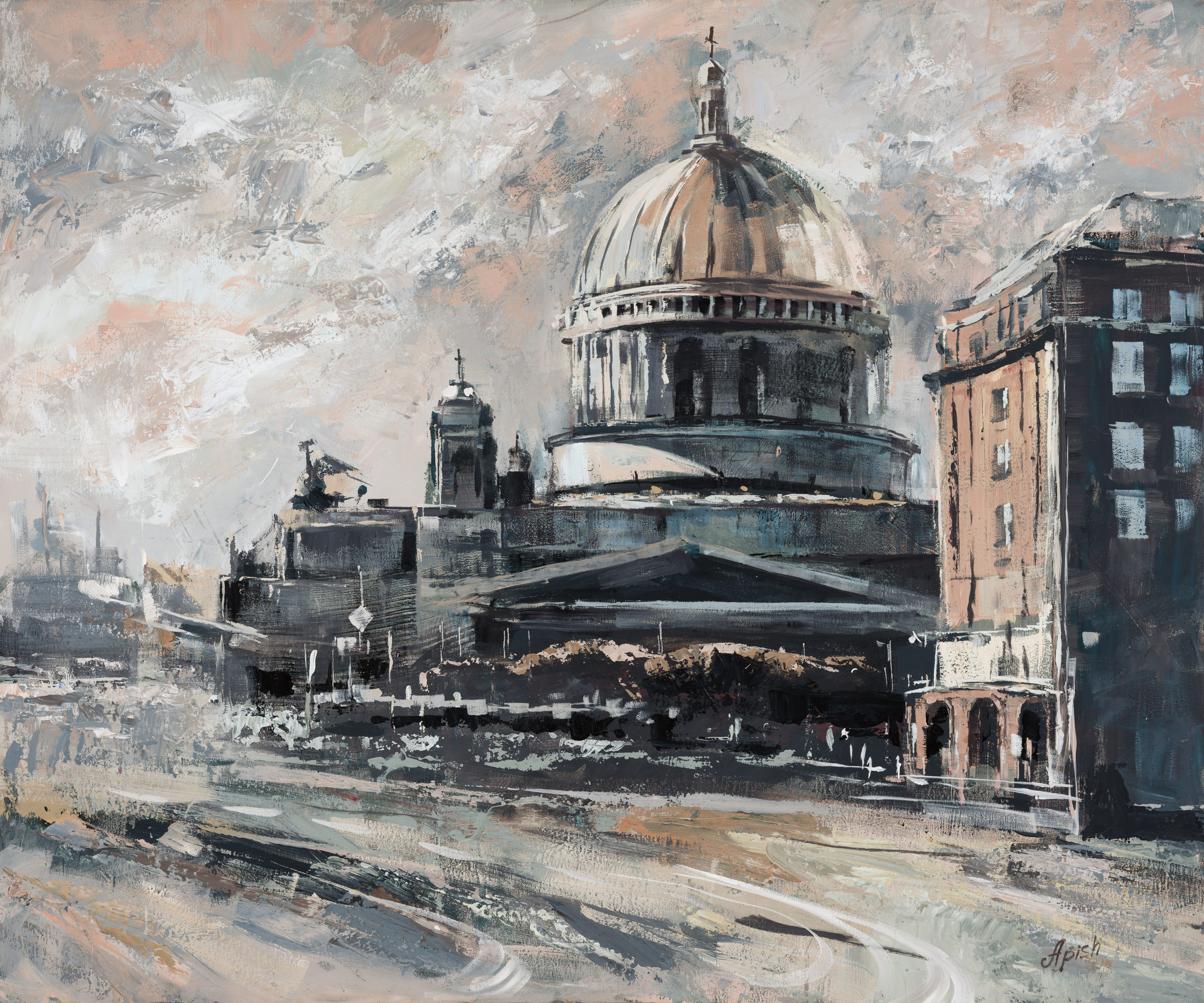 «Исаакиевский собор» - художник Алексей Апиш (холст, акрил, 100x120 см, 2018)