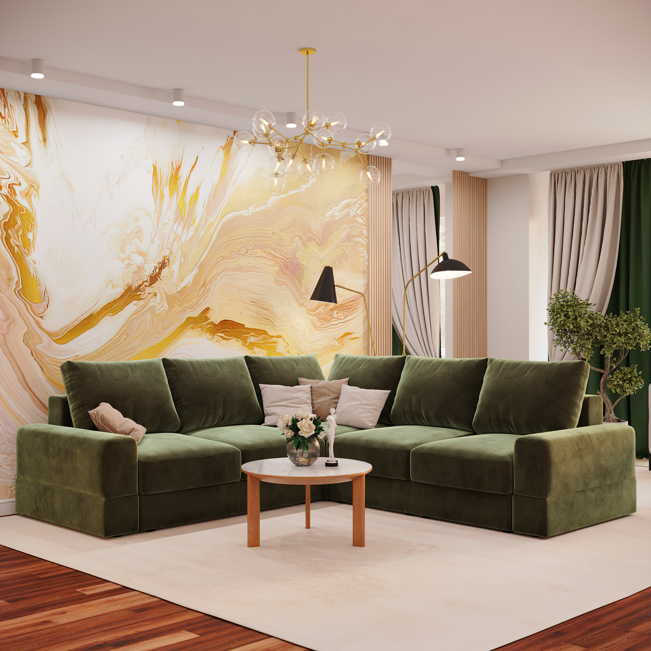 Уютная яркая гостиная. Батракова Наталья дизайнер интерьеров Санкт-Петербург Москва Архангель