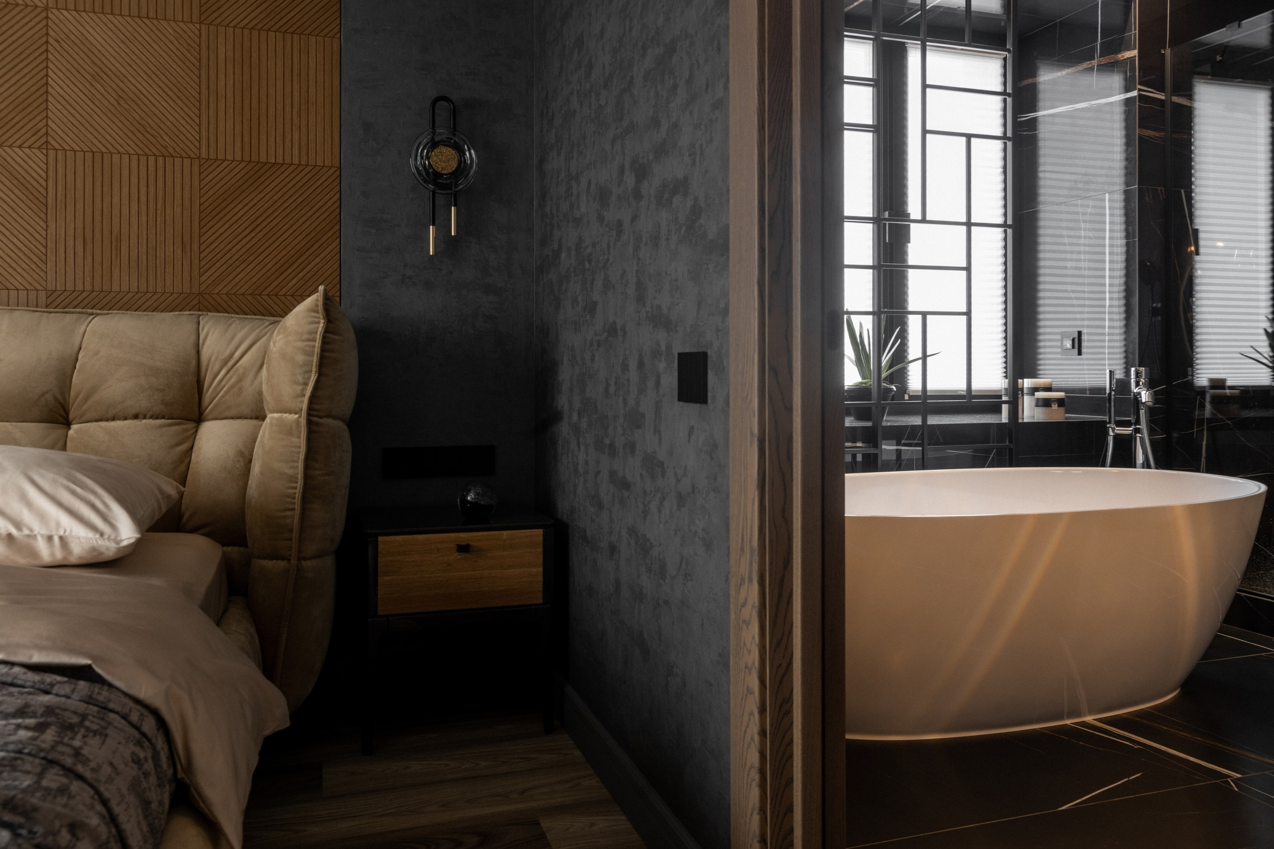 Интерьер мастер спальни 27 кв. м. | квартира Scandis Ozero. Дизайн интерьера квартир в Красноярске под ключ | Анна Поминова