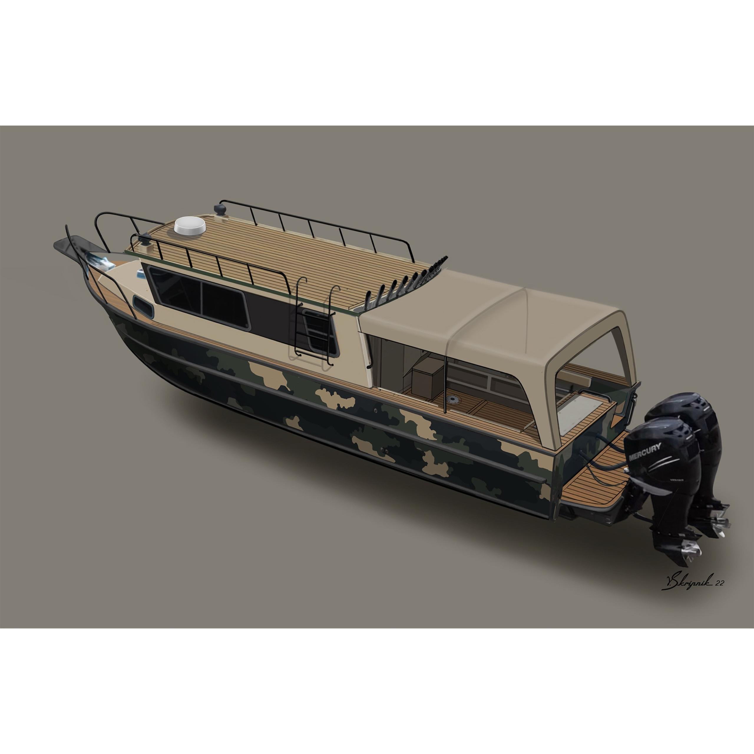 Дизайн персонализации Алюминиевого катера Weldcraft Cuddy King 300 OS. Design Yachts and Cars