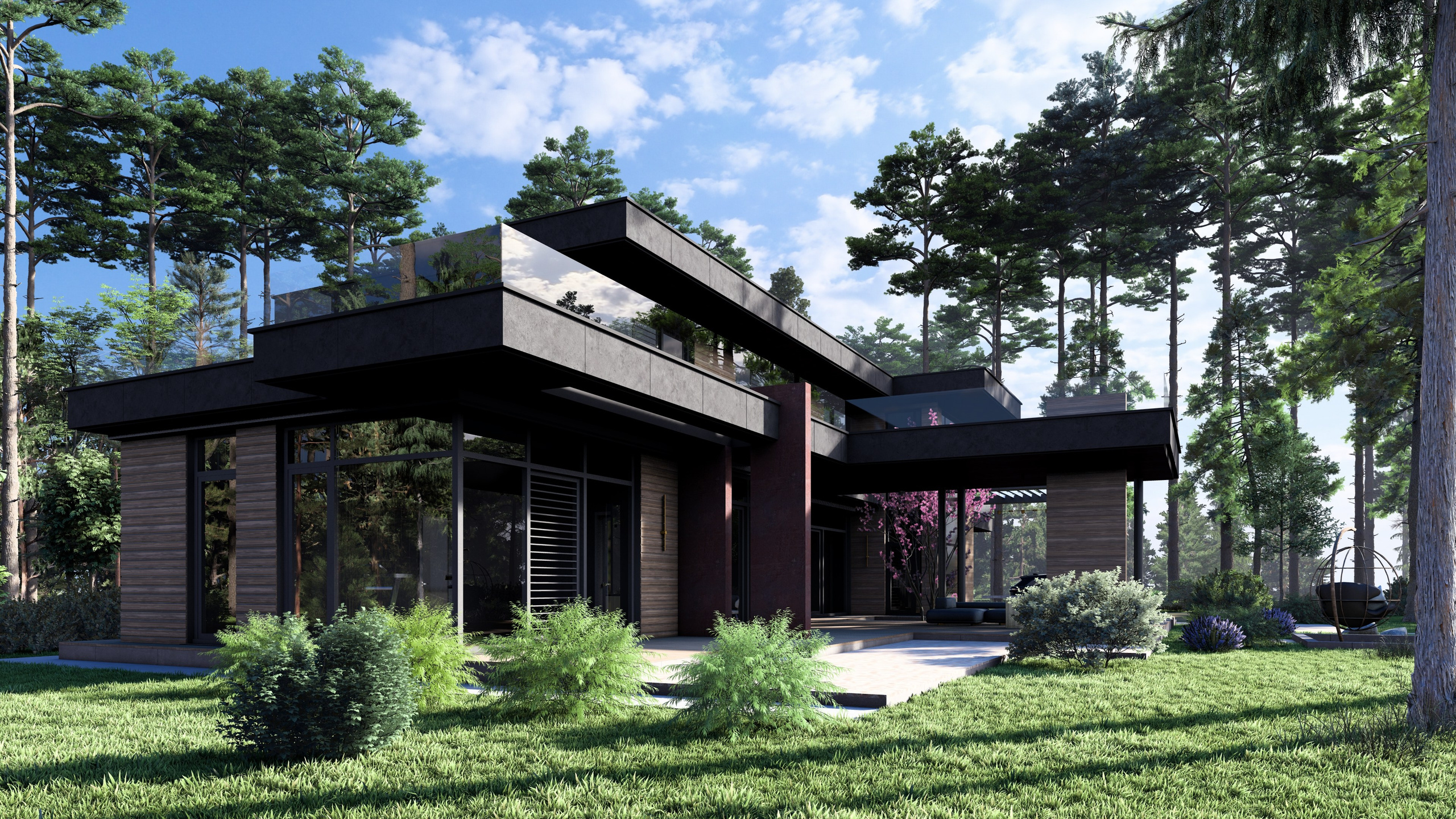 Проект " Лес " Частный дом с зоной СПА. Архитектурное проектирование