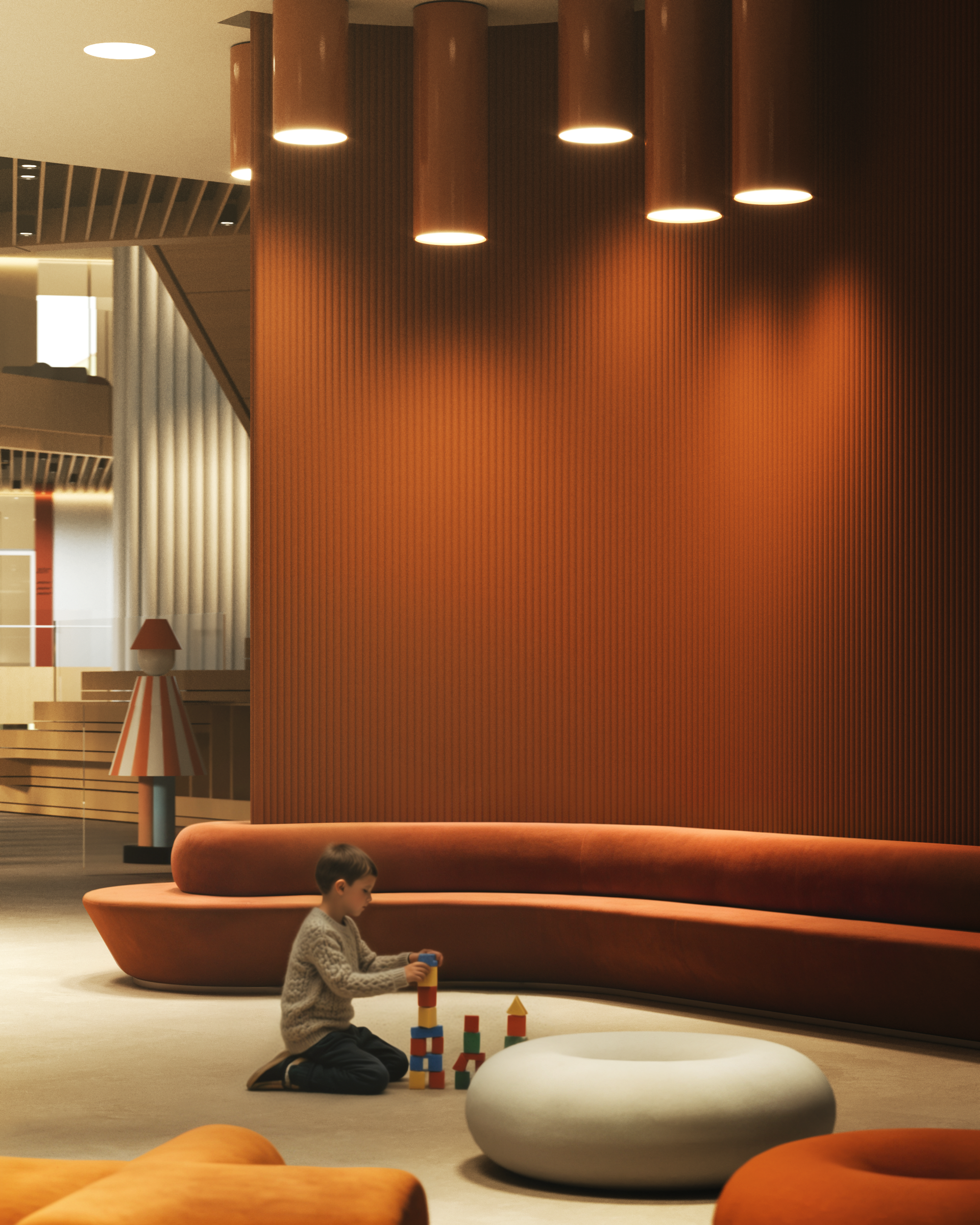 Visualizations of the school's atrium space. Cg artist Shchapov Dmitry