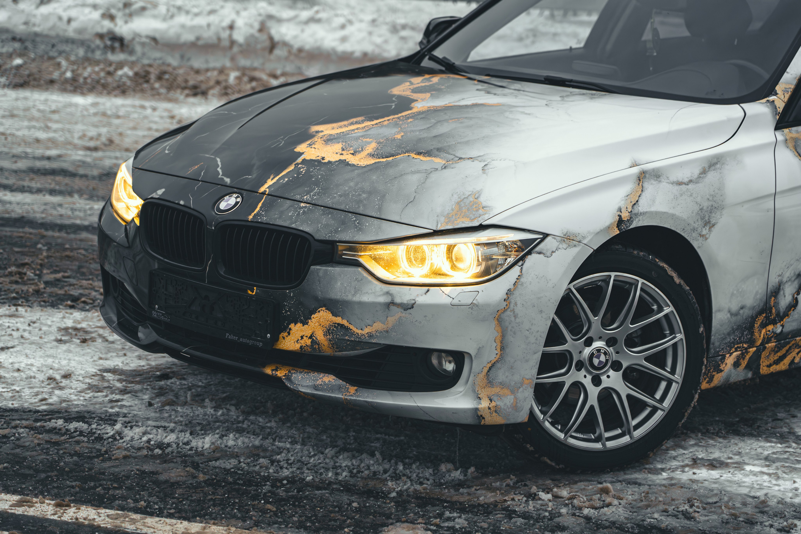 Винилография на BMW 3 F30. Студия дизайна и оклейки авто Barmaley Design