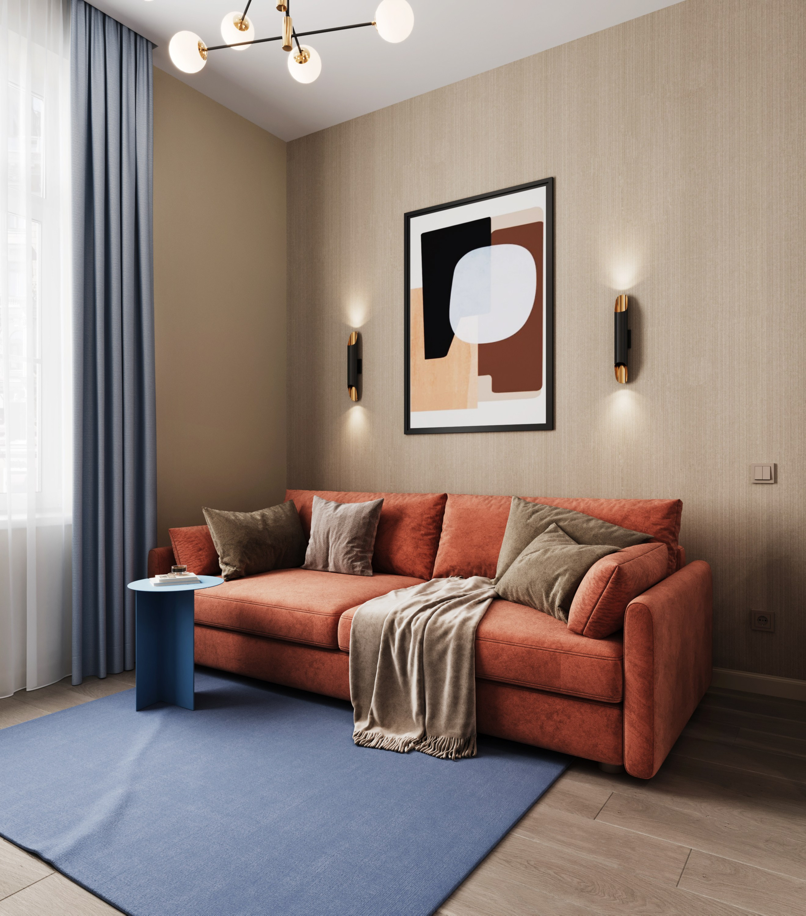 Гостиная ЖК Наследие на Марата спокойный интерьер для аренды дизайнер Ксения Новикова ksudsgn аренда в центре Санкт-Петербурга