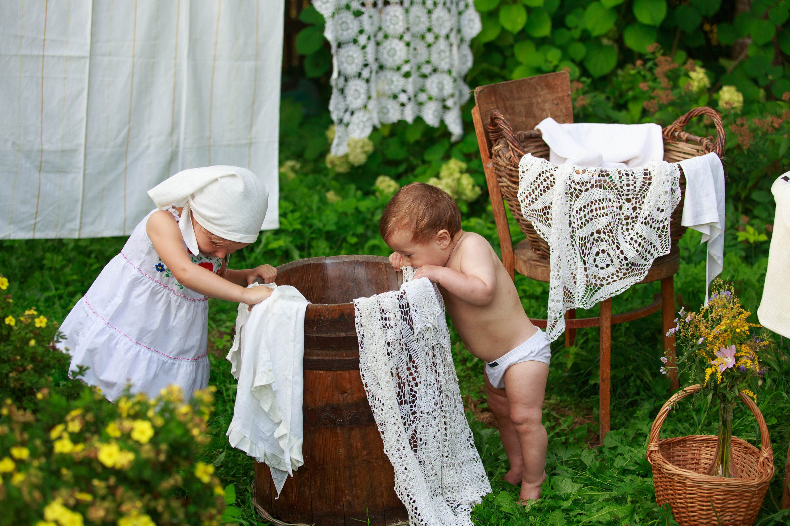 Проект «Ретро стирка на реке». Семейный и детский фотограф в Москве Мария Быкова