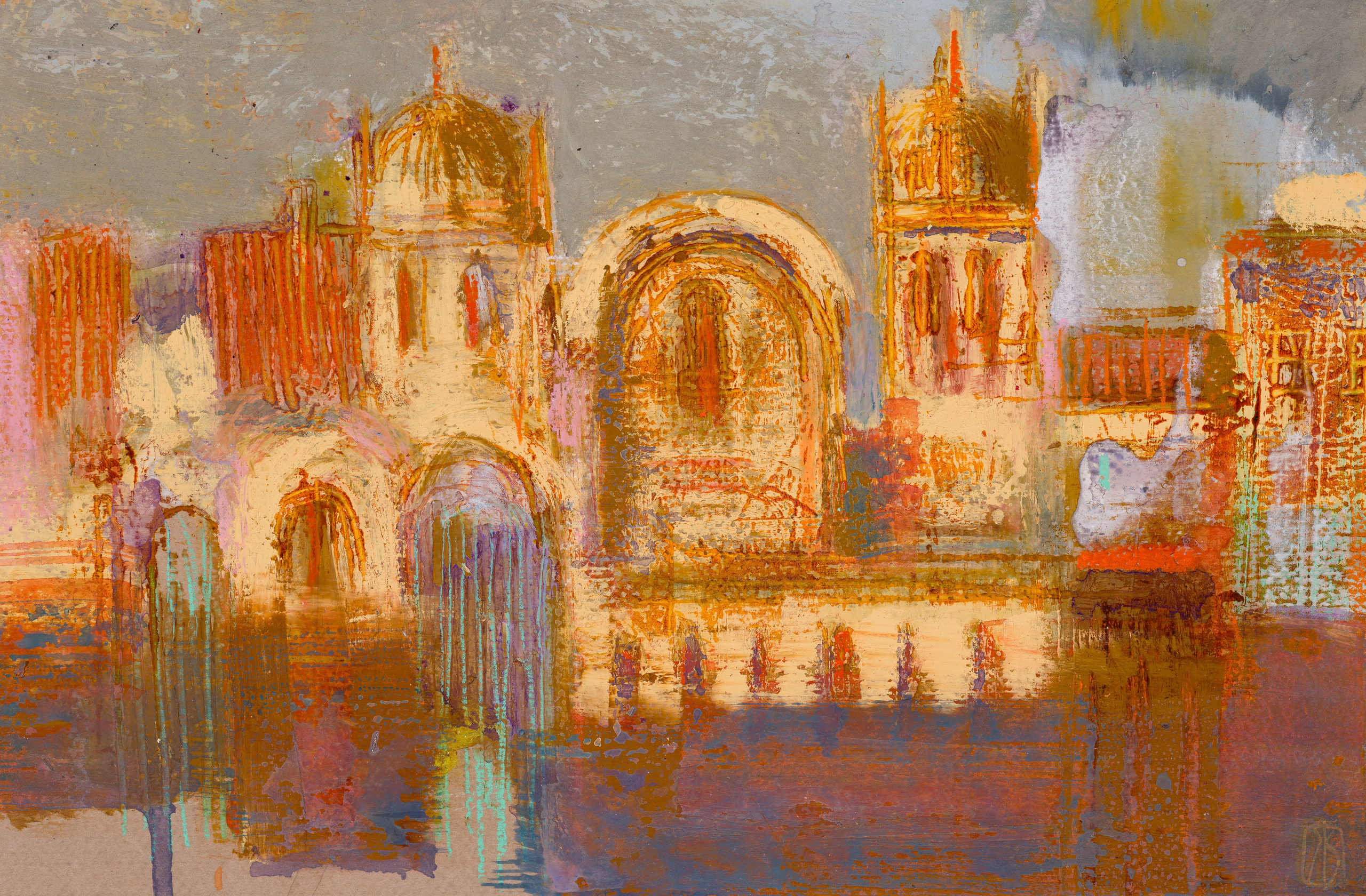 «Иерусалим I» - художник Лариса Блохина (бумага, смешанная техника, 21x32 см, 2021)