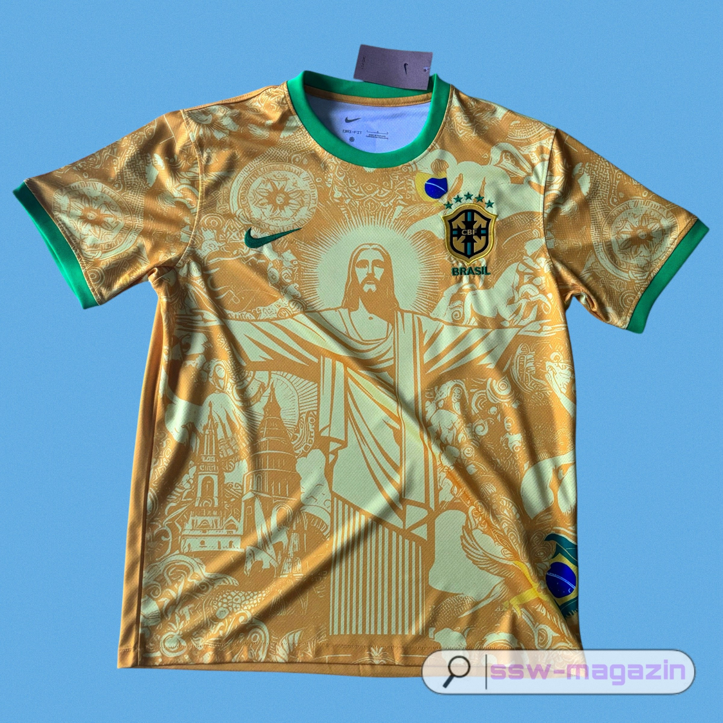 Футболка сборной Бразилии 2025 с Иисусом купить. Футбольный магазин — ssw_magazin