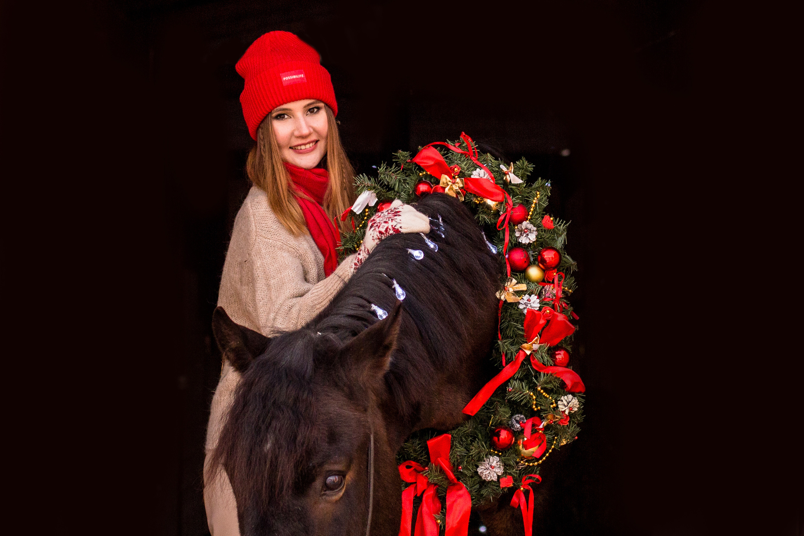Новогодняя фотосессия с лошадью