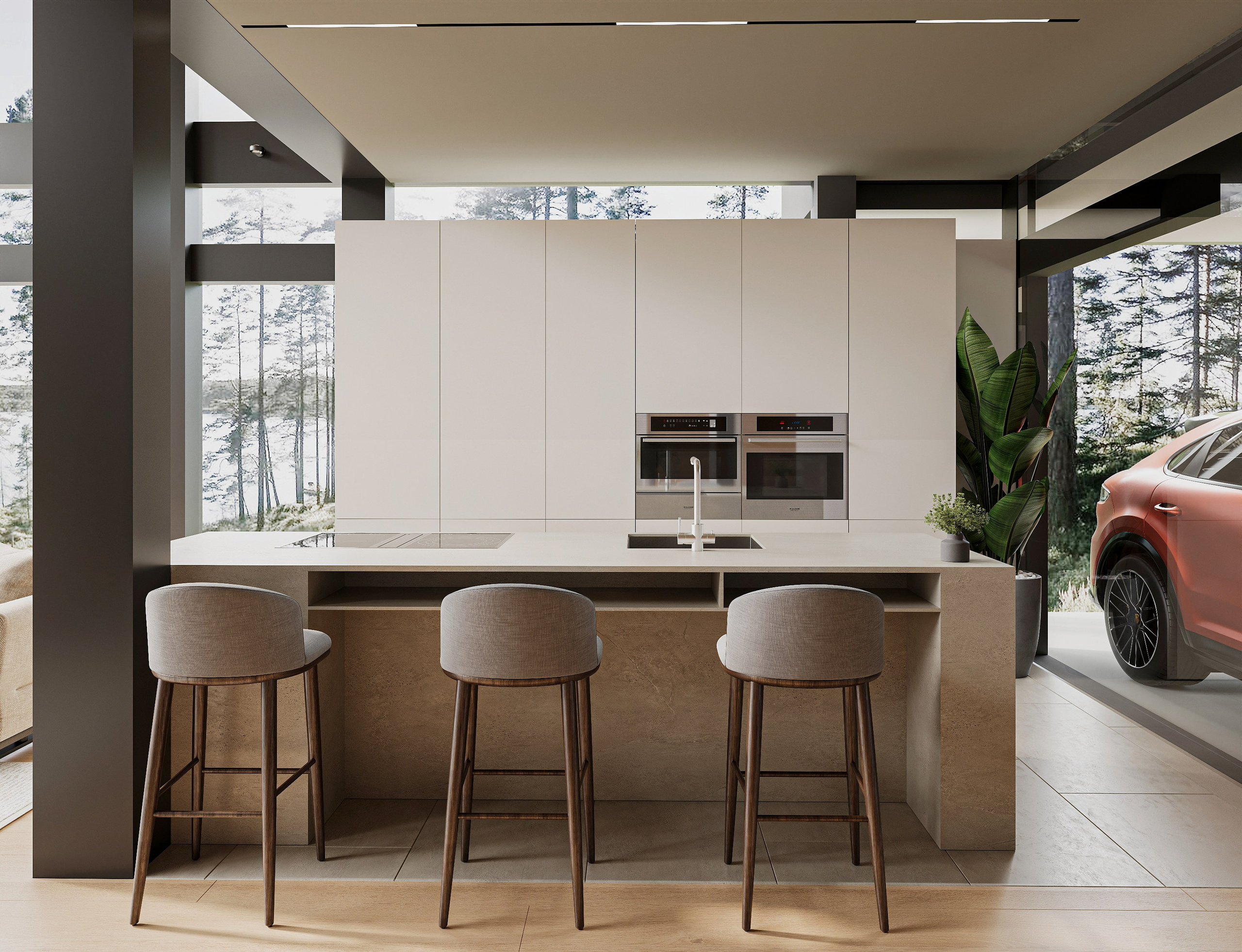 Загородный дом / кухня-гостиная. Kindhard-design