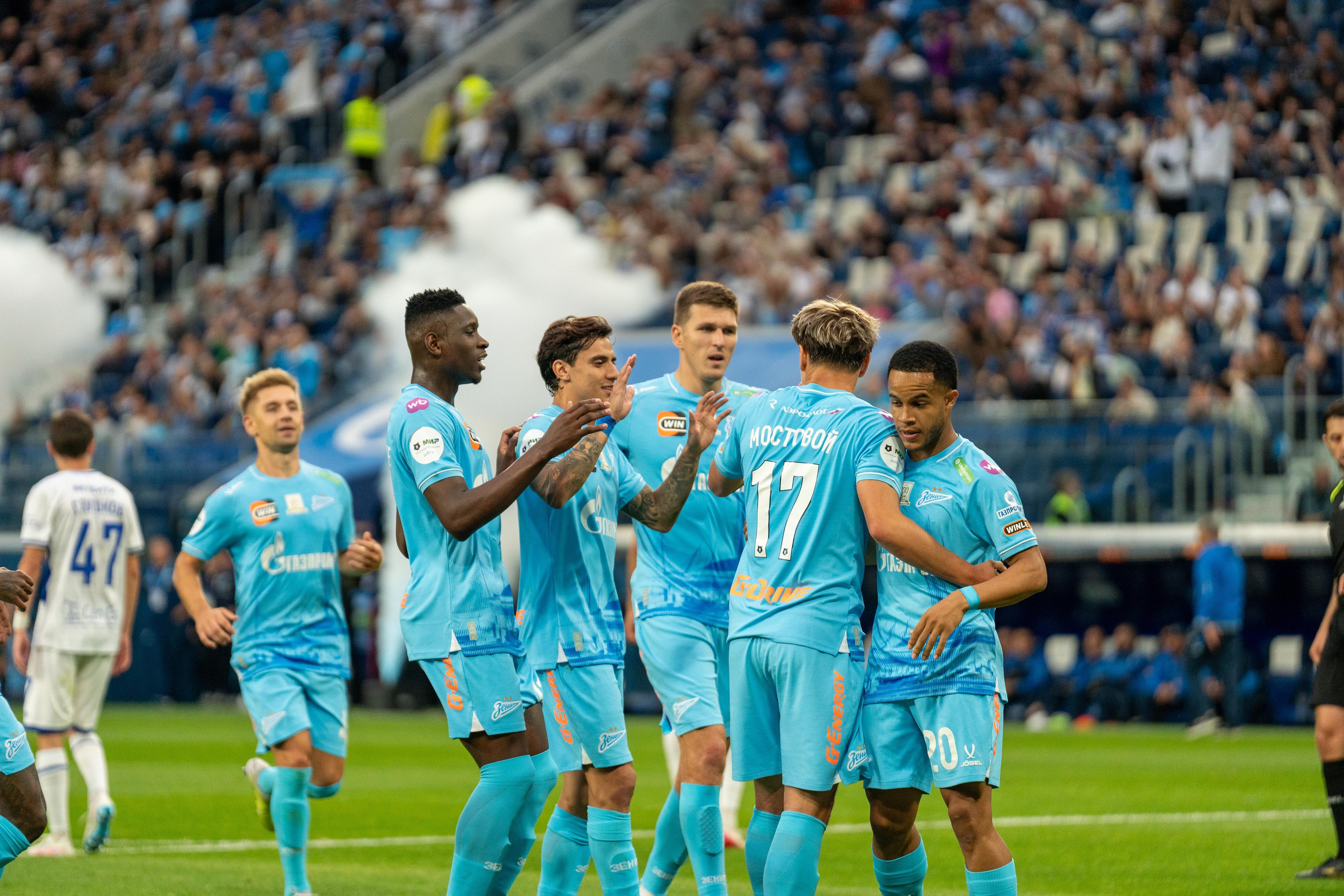 Празднование гола «Зенита» на Газпром Арене, спортивный фотограф Санкт-Петербург