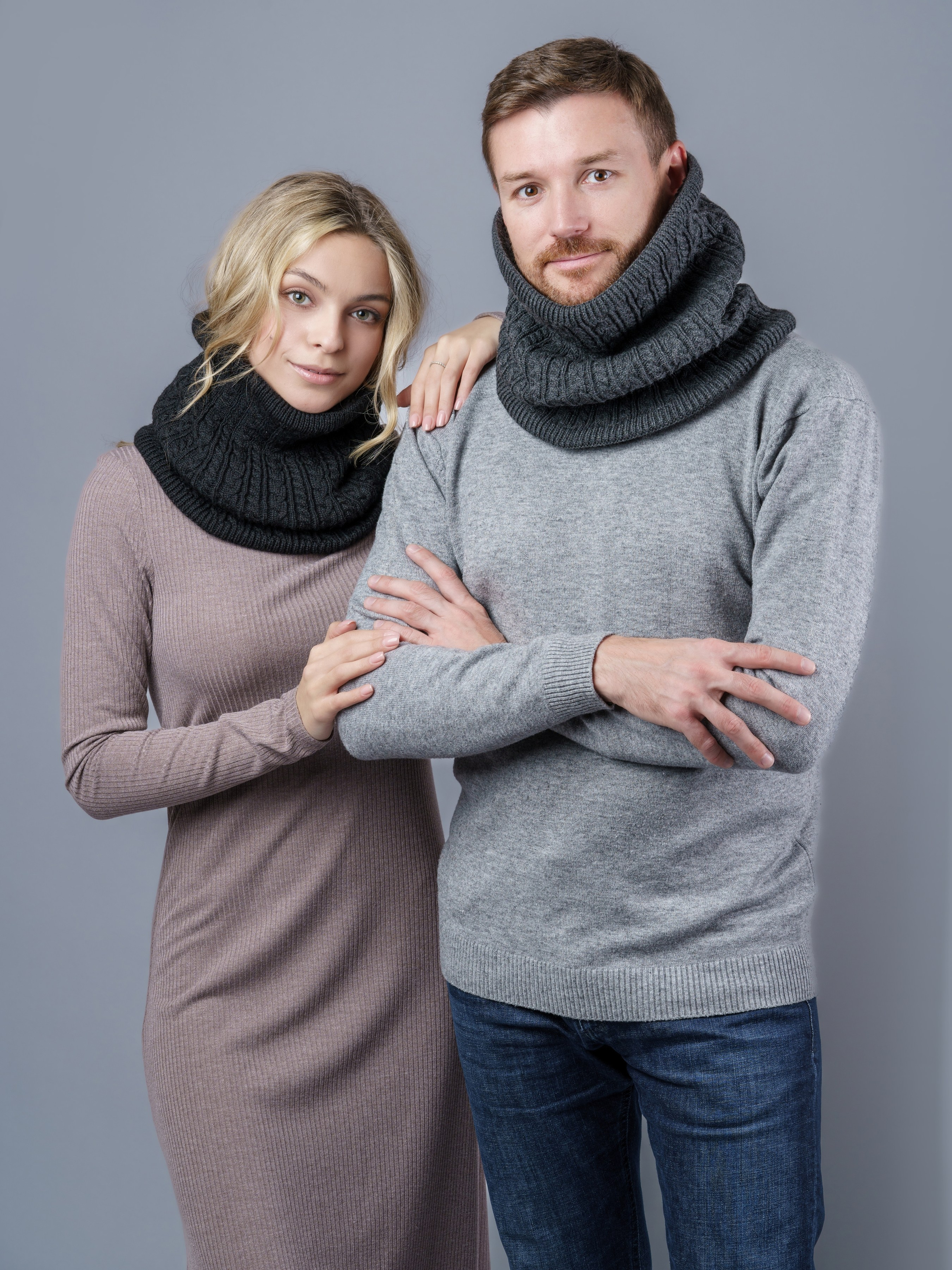 Снуды, модели Анна и Денис. KED Production — продакшн из СПб. Создаём фото, видео и контент, который помогает брендам и селлерам продавать больше