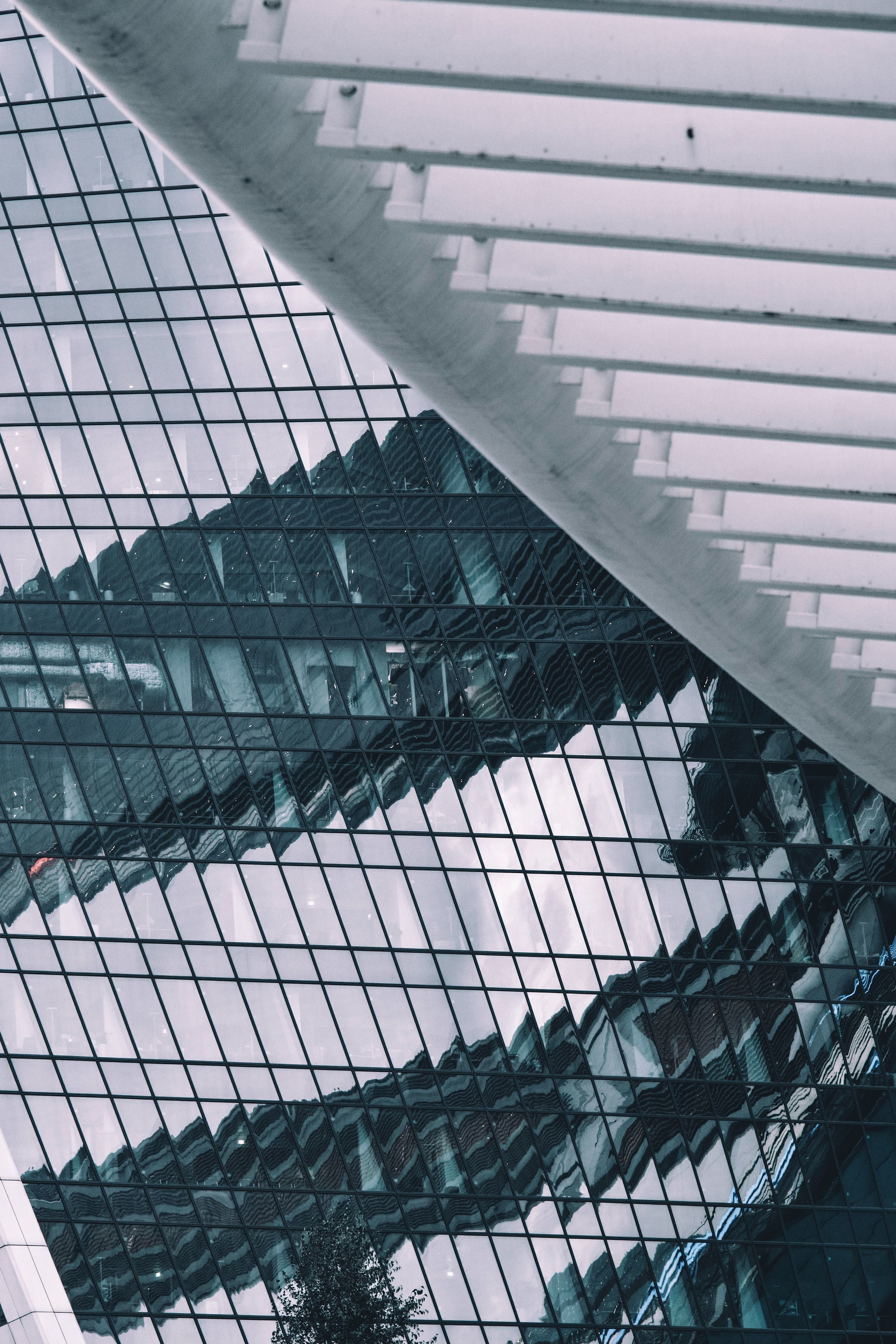 отражение башен Москвы Сити в окнах 