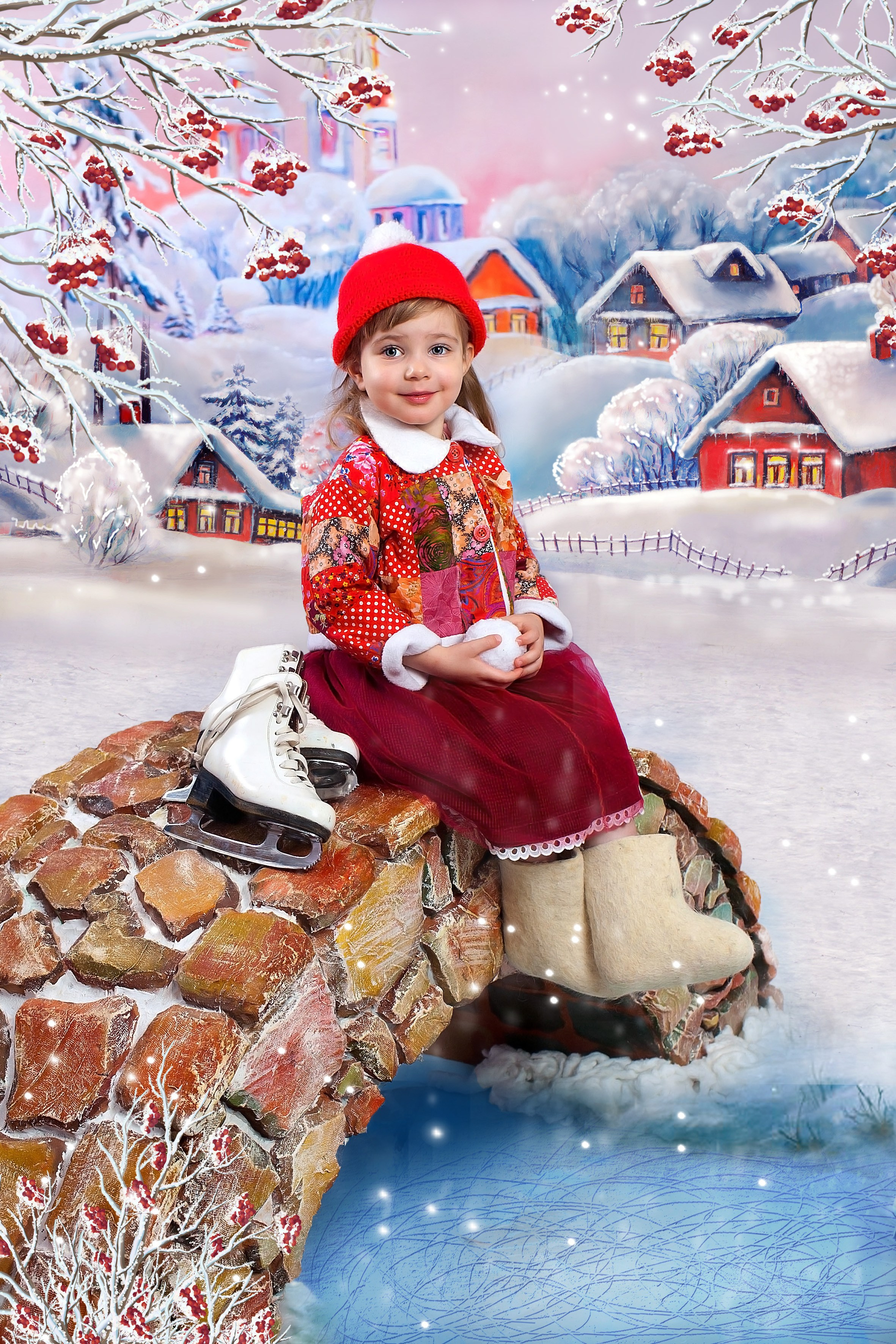 На мосту со снеговиком. Art photographer Nino