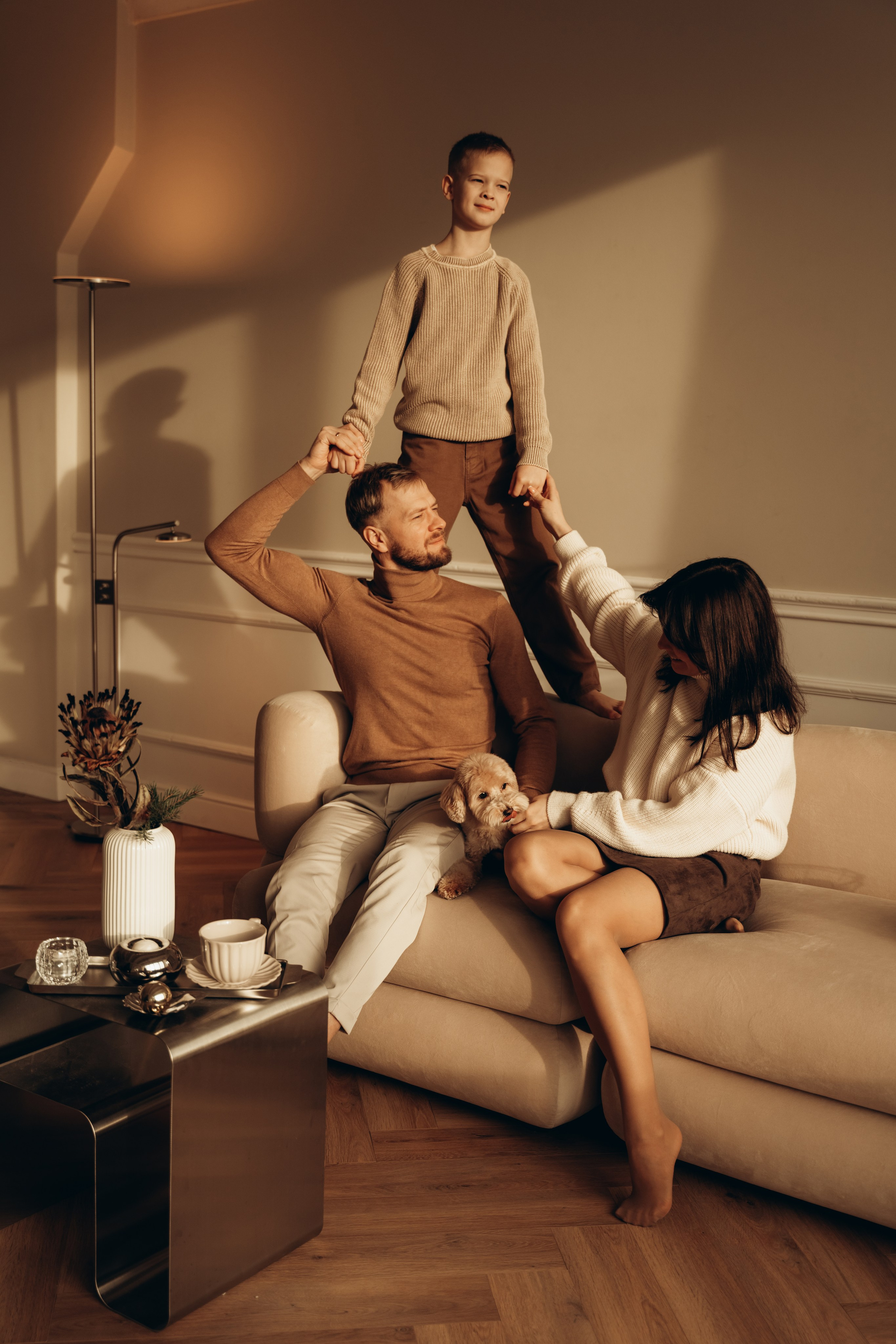 Анна, Евгений, Марк и Тоффи. Фотограф Мария Миллс | Минск