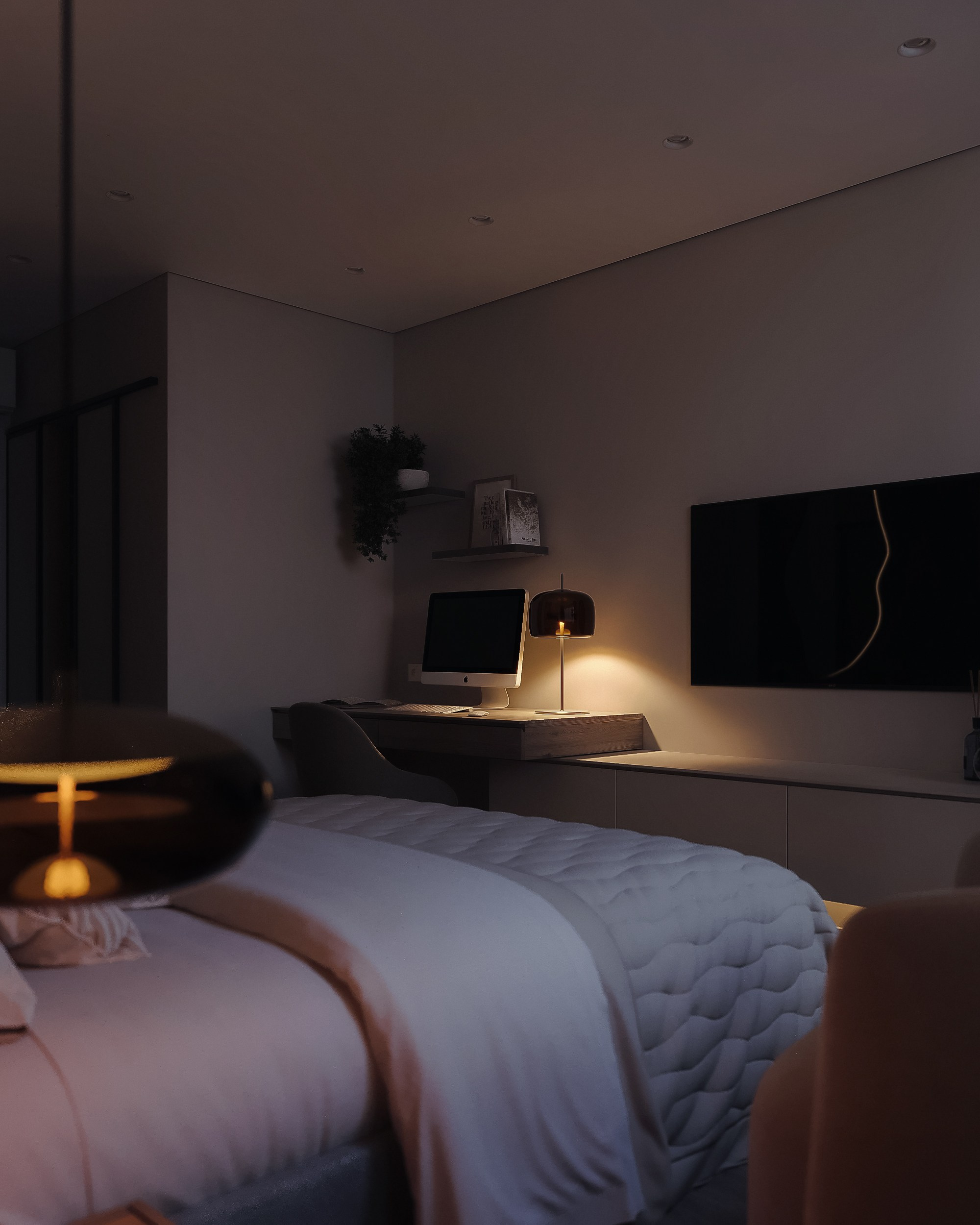 Спальня и гардероб 20 м². 3Д-Визуализация Наталья Макогонова