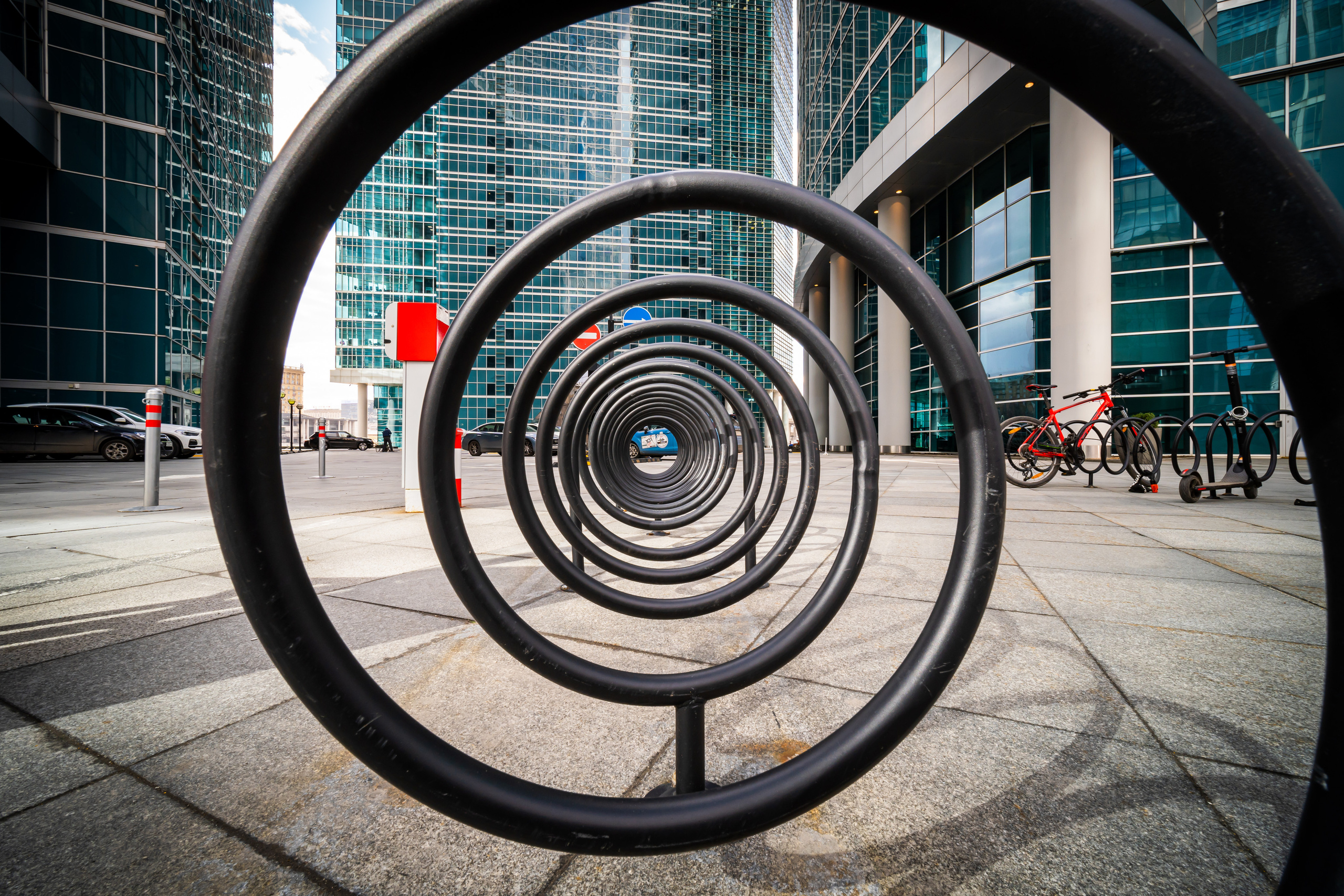 Велосипедная парковка в Москва-Сити