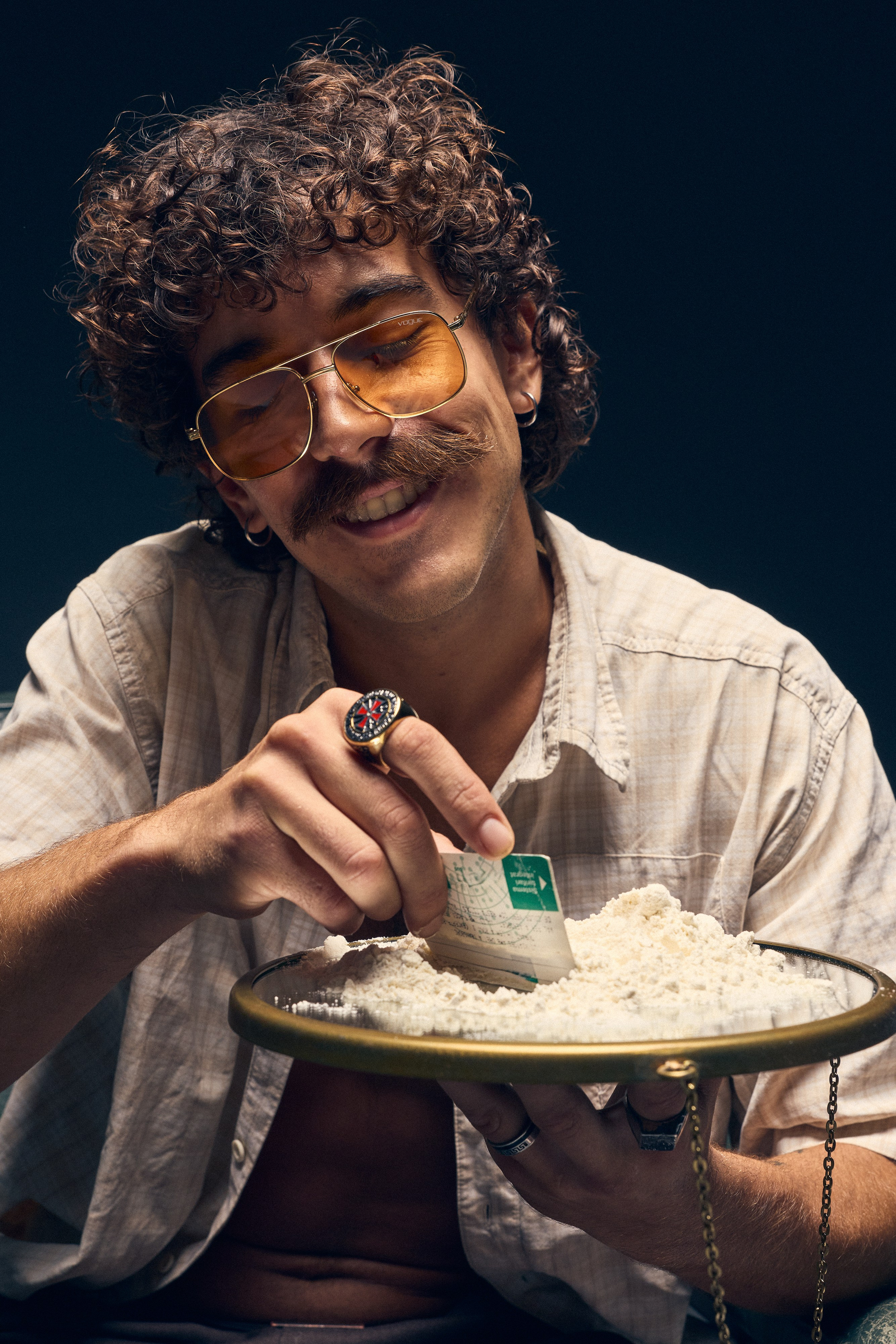 Artistic representation of retro masculinity in studio