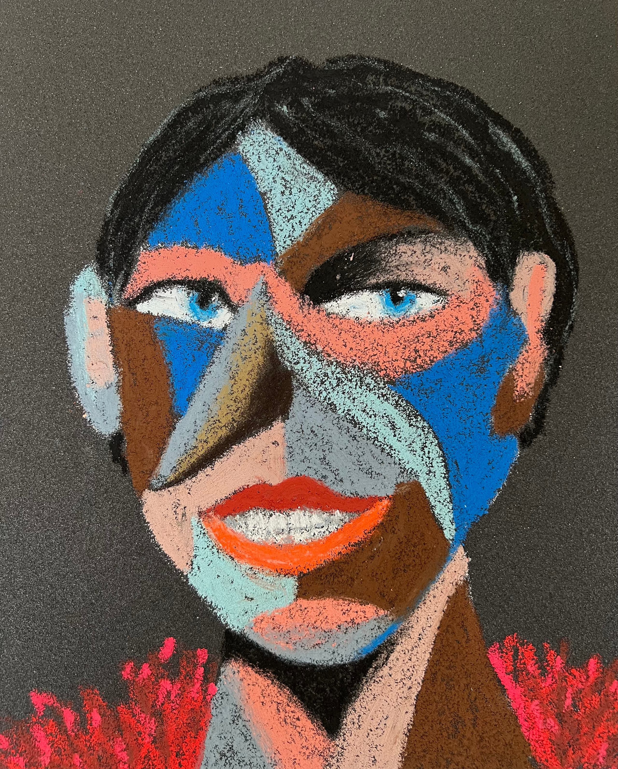 American. Oil pastel, sandpaper. 28 x 23 cm