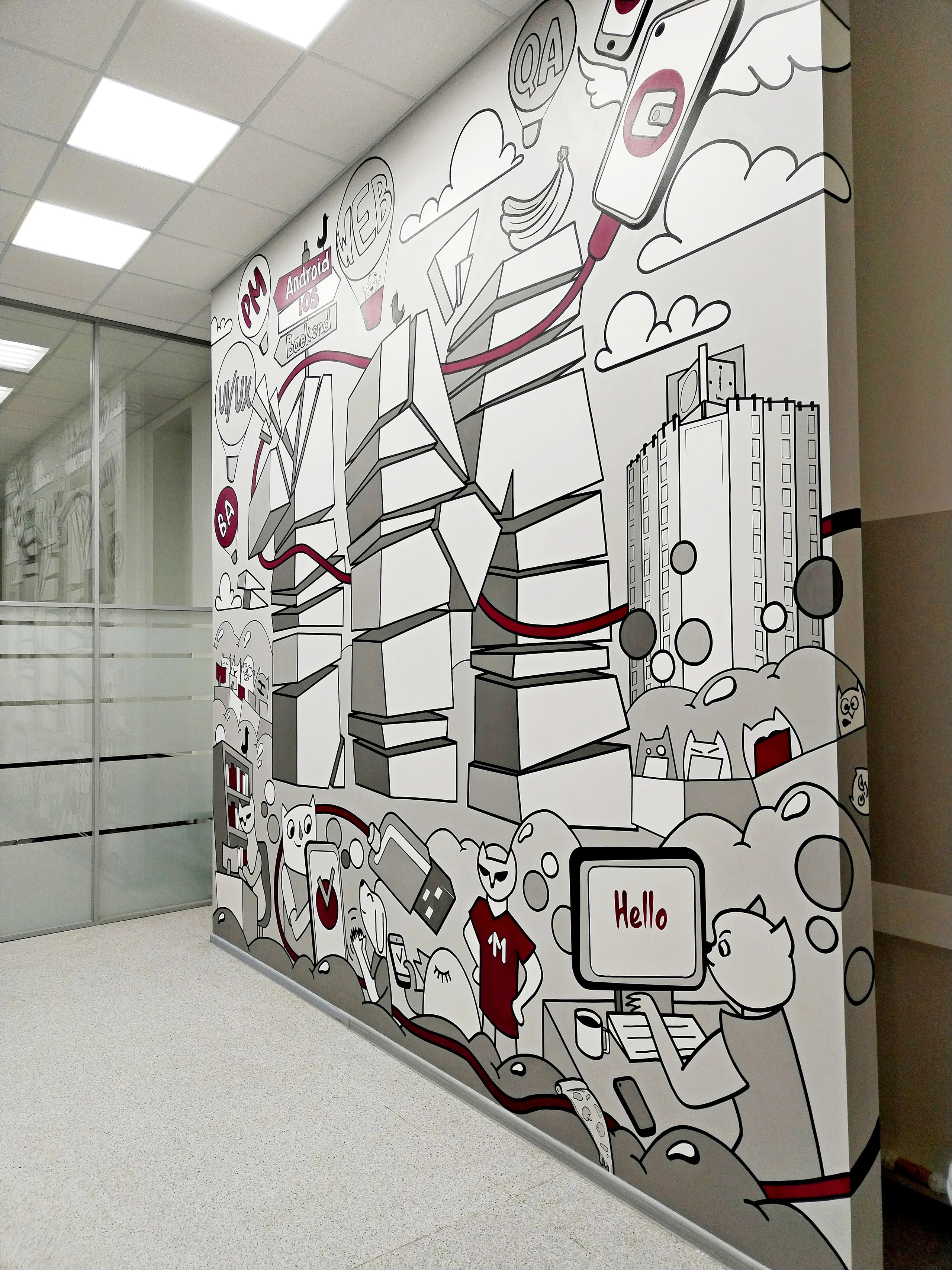 Метафора к работе офиса по информационным технологиям. Телефоны с крылышками