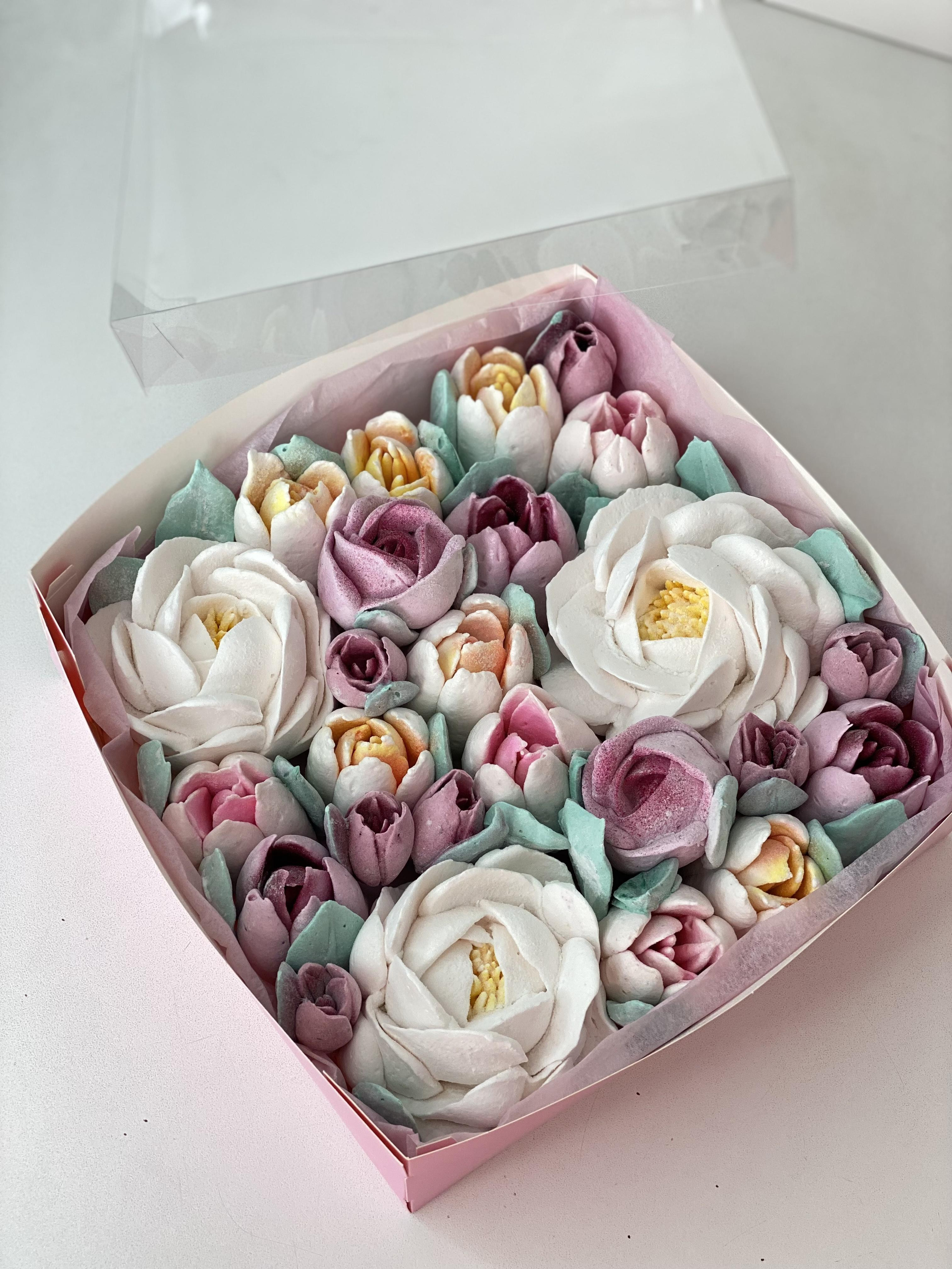 Цветы из зефира, 20 на 20 см. Katyasugarsugar капкейки, зефир, торты Москва