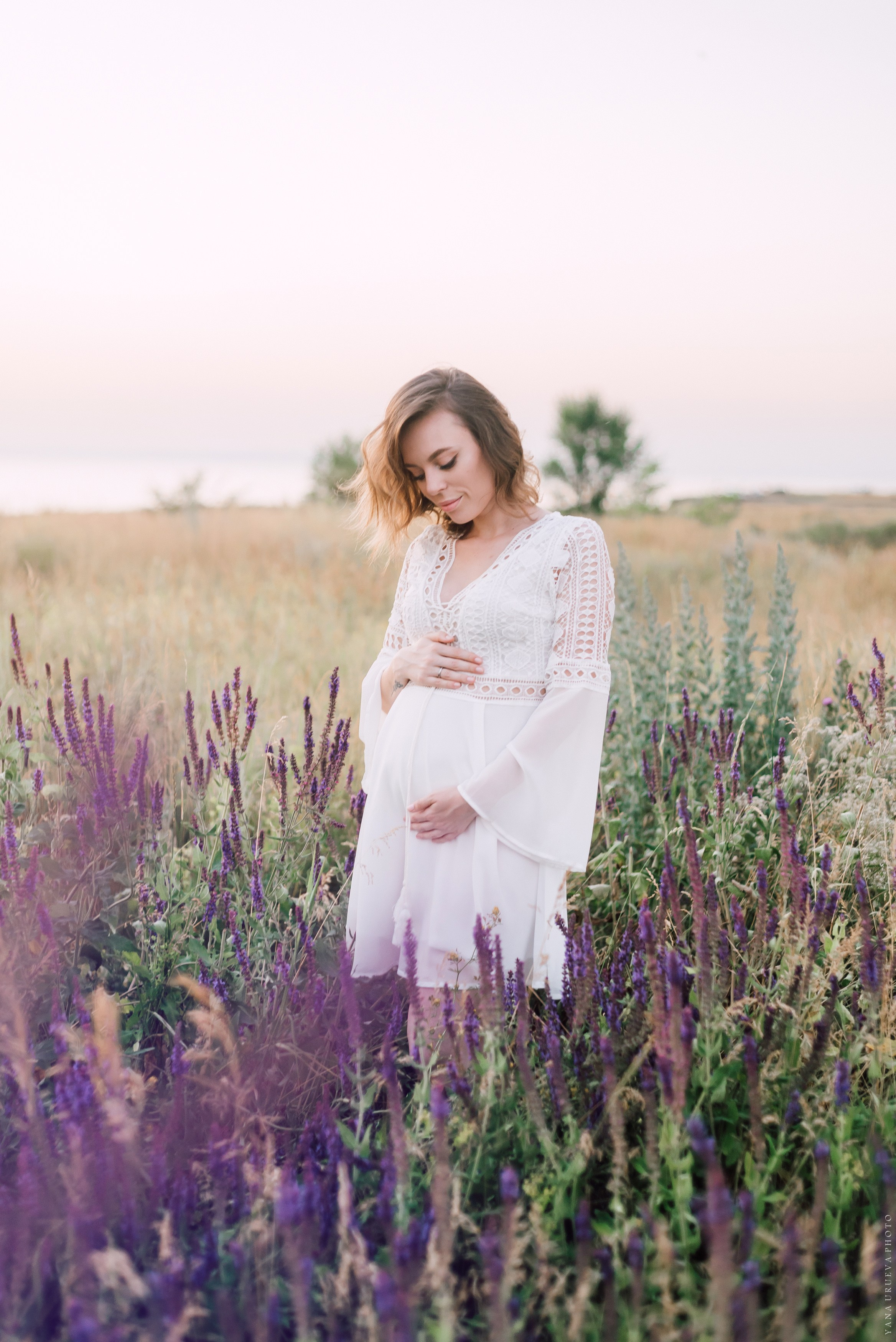 фотосессия беременности в лаванде