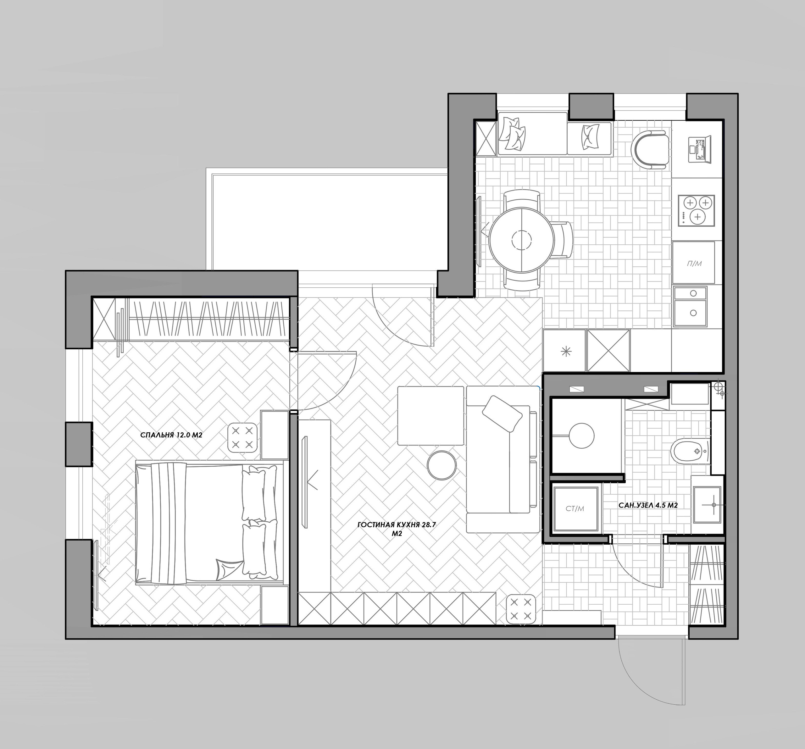 ЖК Sedanka Hills 46.0 кв.м. Дизайн интерьера, 3D-визуализация Владивосток