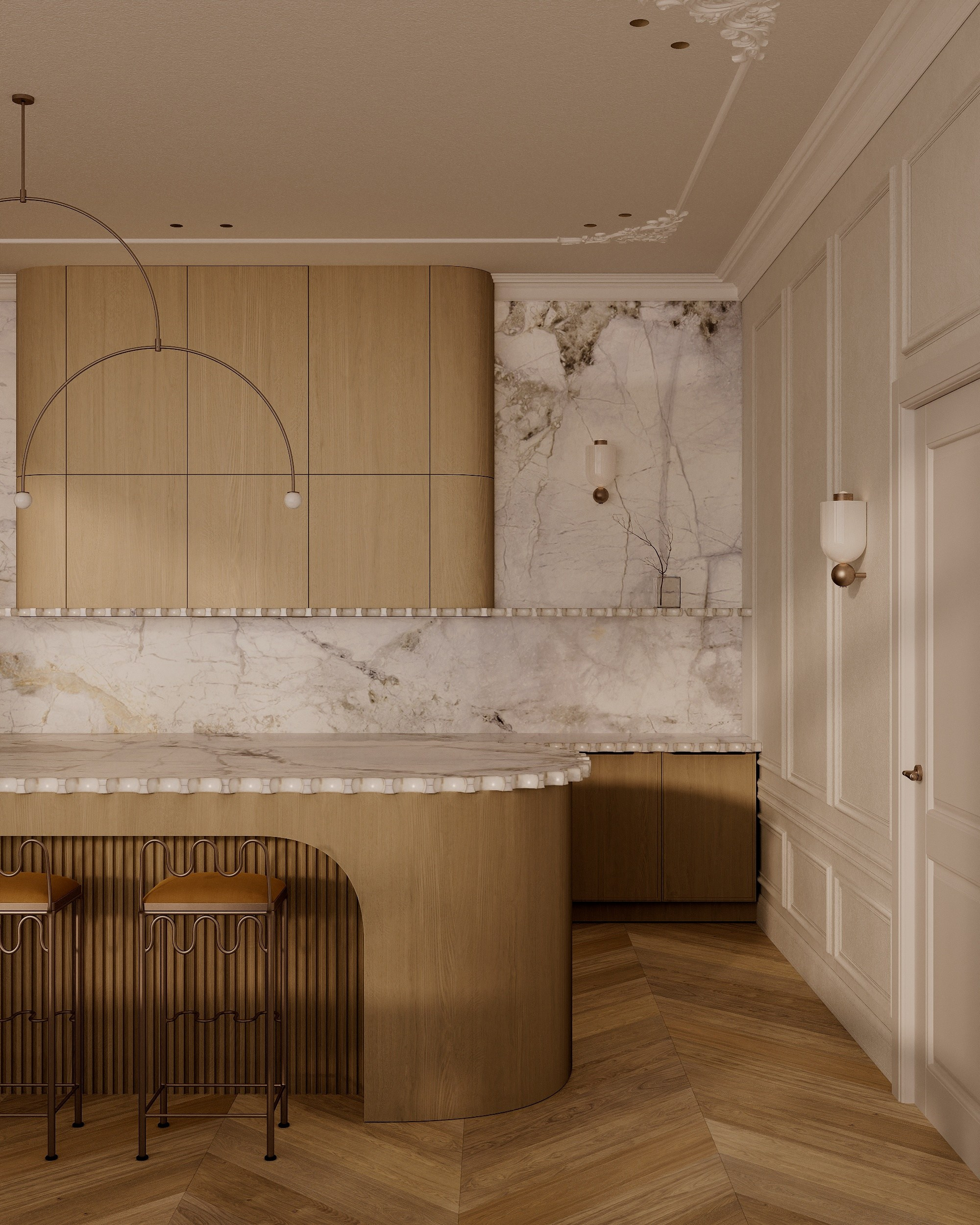 Minimalistic style kitchen. Solovets visualization