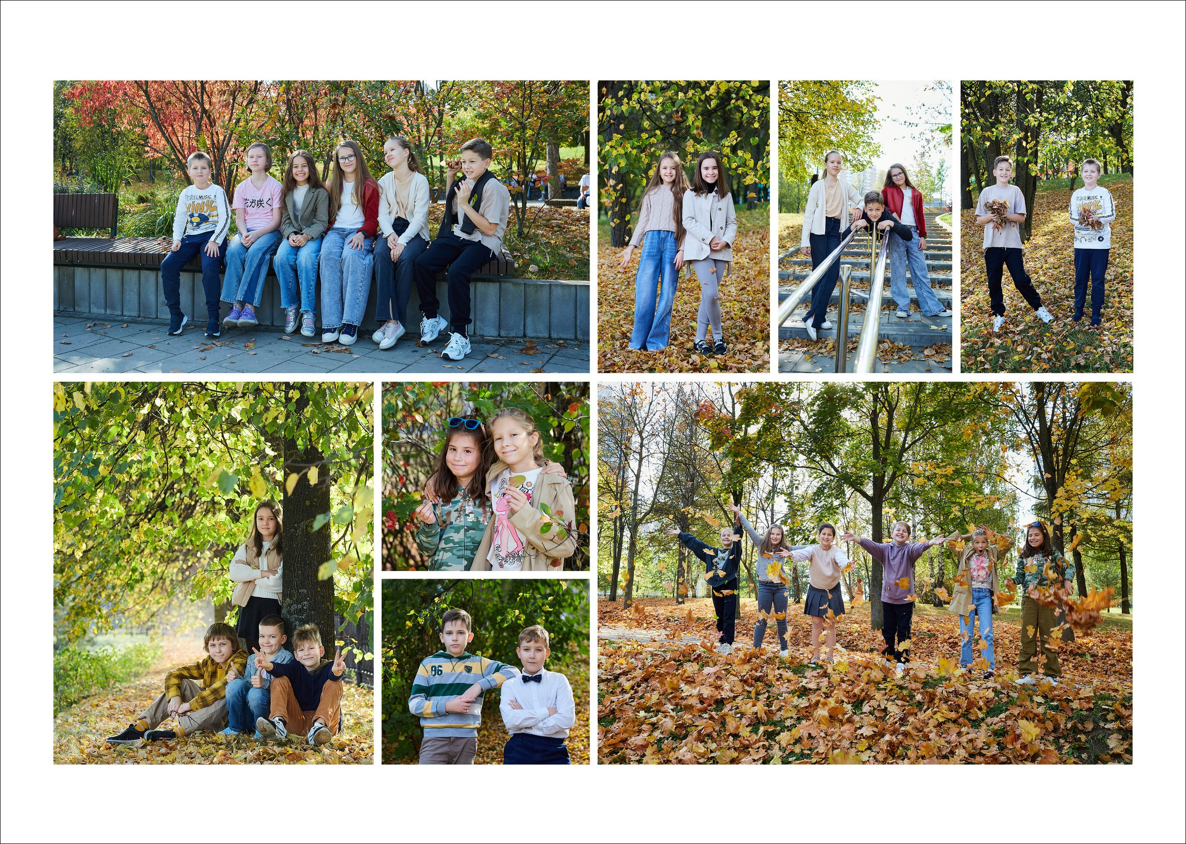 Выпускной альбом для 4 класса с осенней съемкой на улице. Школьный фотограф Сергей Беликов