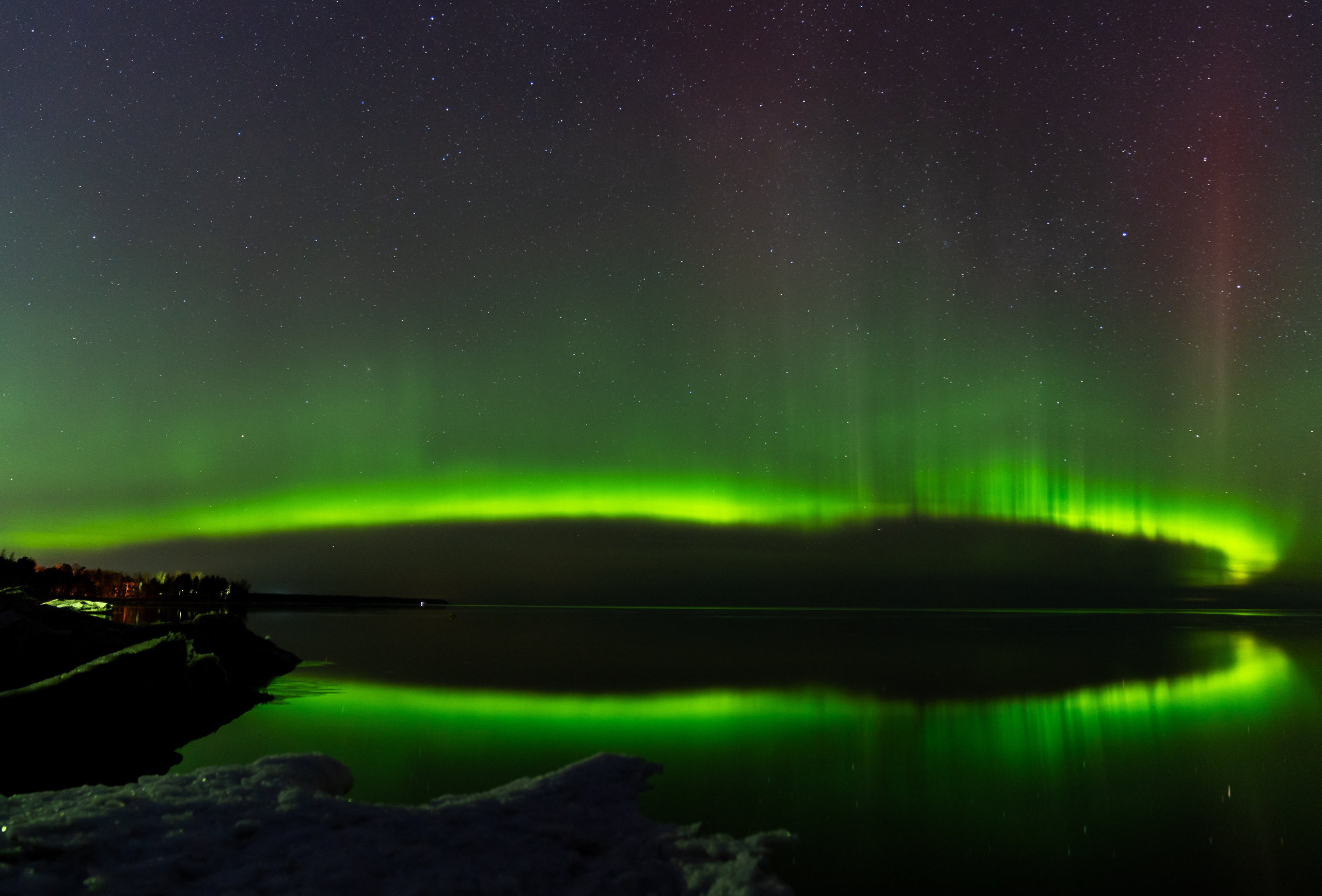 Северное сияние, северное сияние на Ладожском озере, северное сияние в Ленинградской области, пейзажи Ладожского озера, пейзажи Ладоги, ночной пейзаж