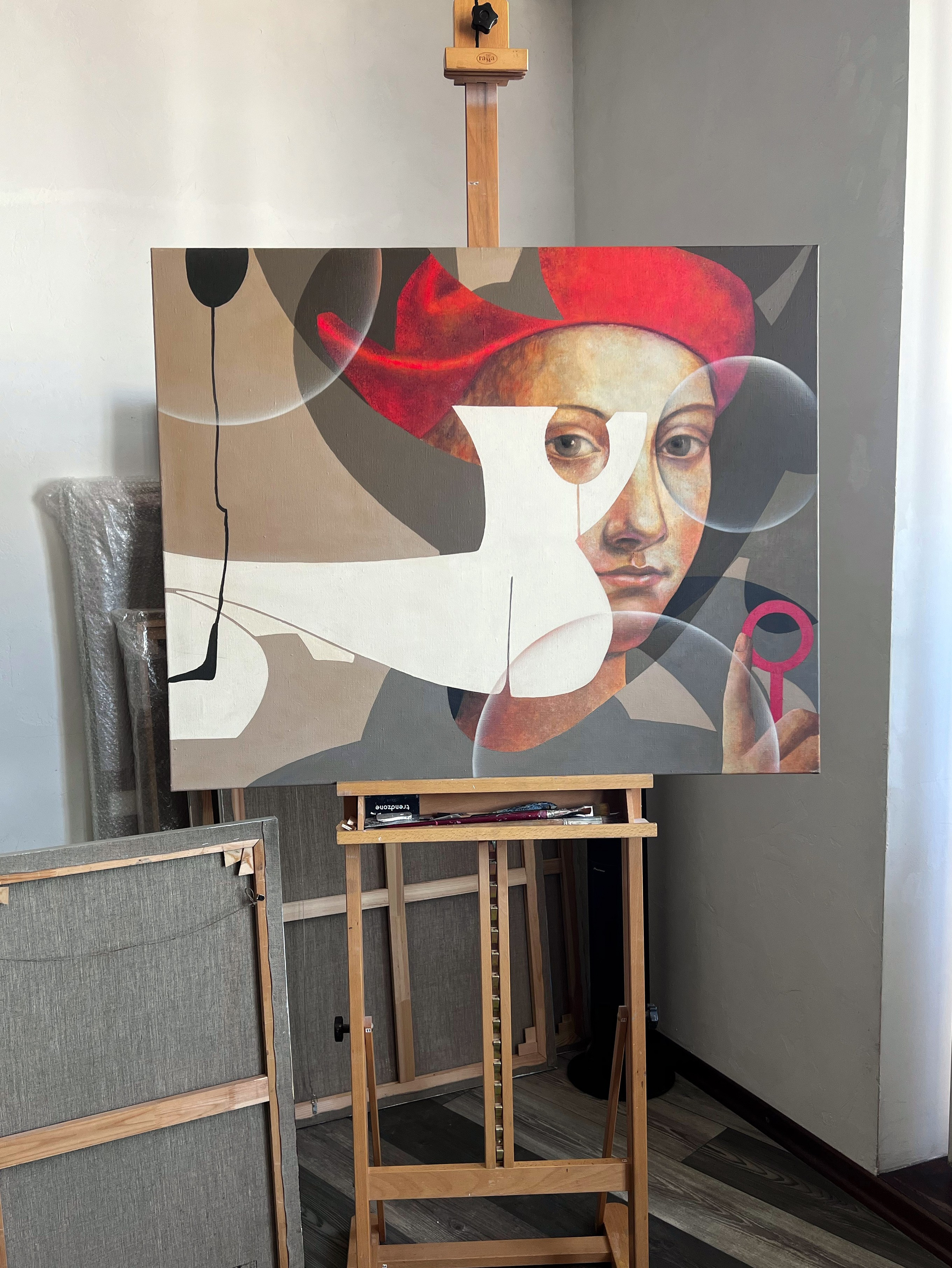 Мальчик в красном берете. Художник-абстракционист Ольга Рикун. Москва