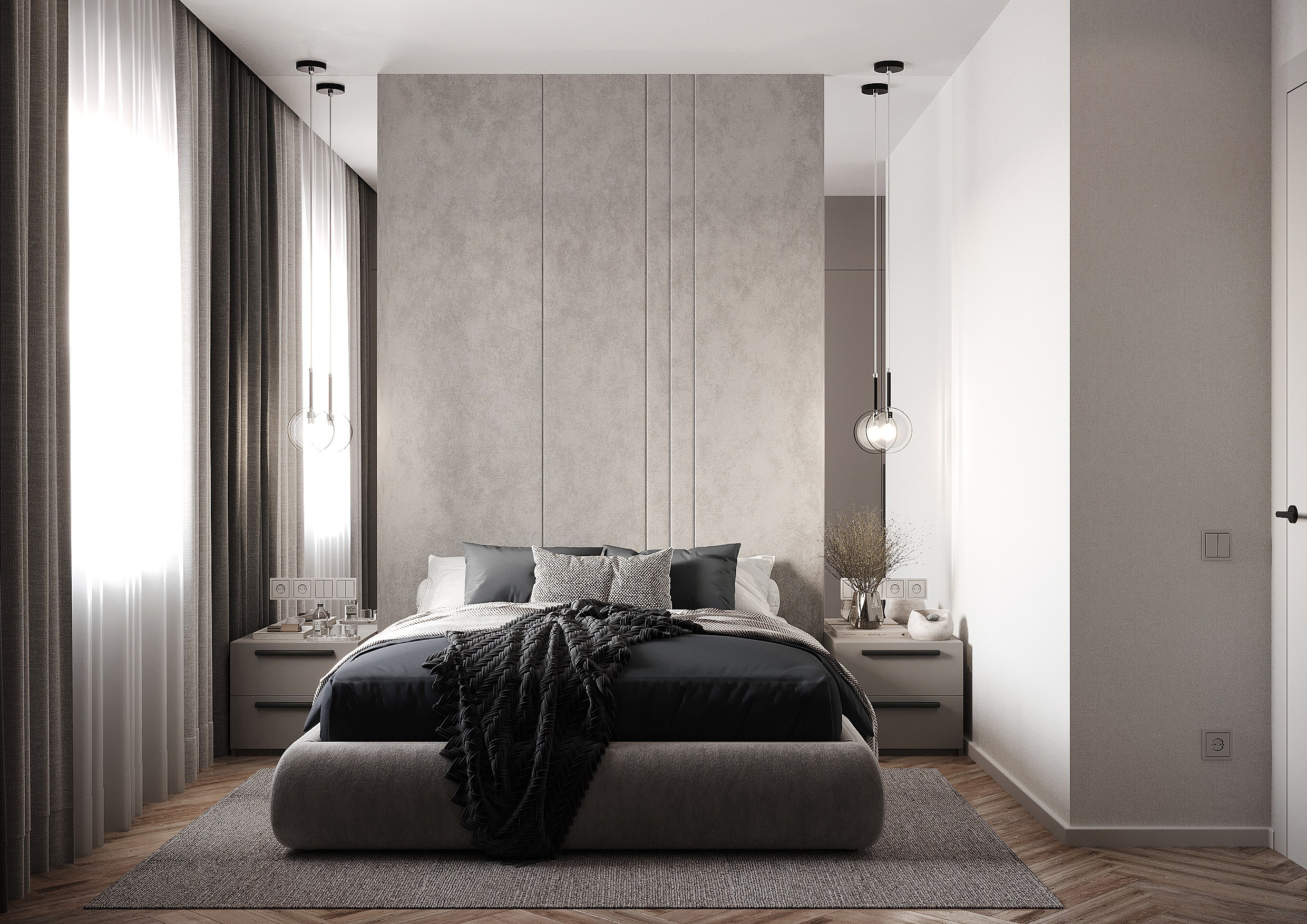 Монохромная квартира 50 м² для обаятельного мужчины. Батракова Наталья дизайнер интерьеров Санкт-Петербург Москва Архангель