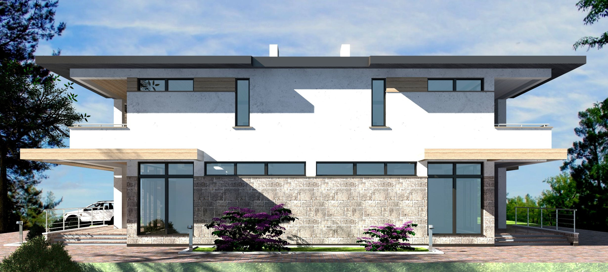 2020. Дом на двух хозяев (дуплекс). г. Анапа. Архитектурное проектирование и дизайн интерьеров. г. Анапа