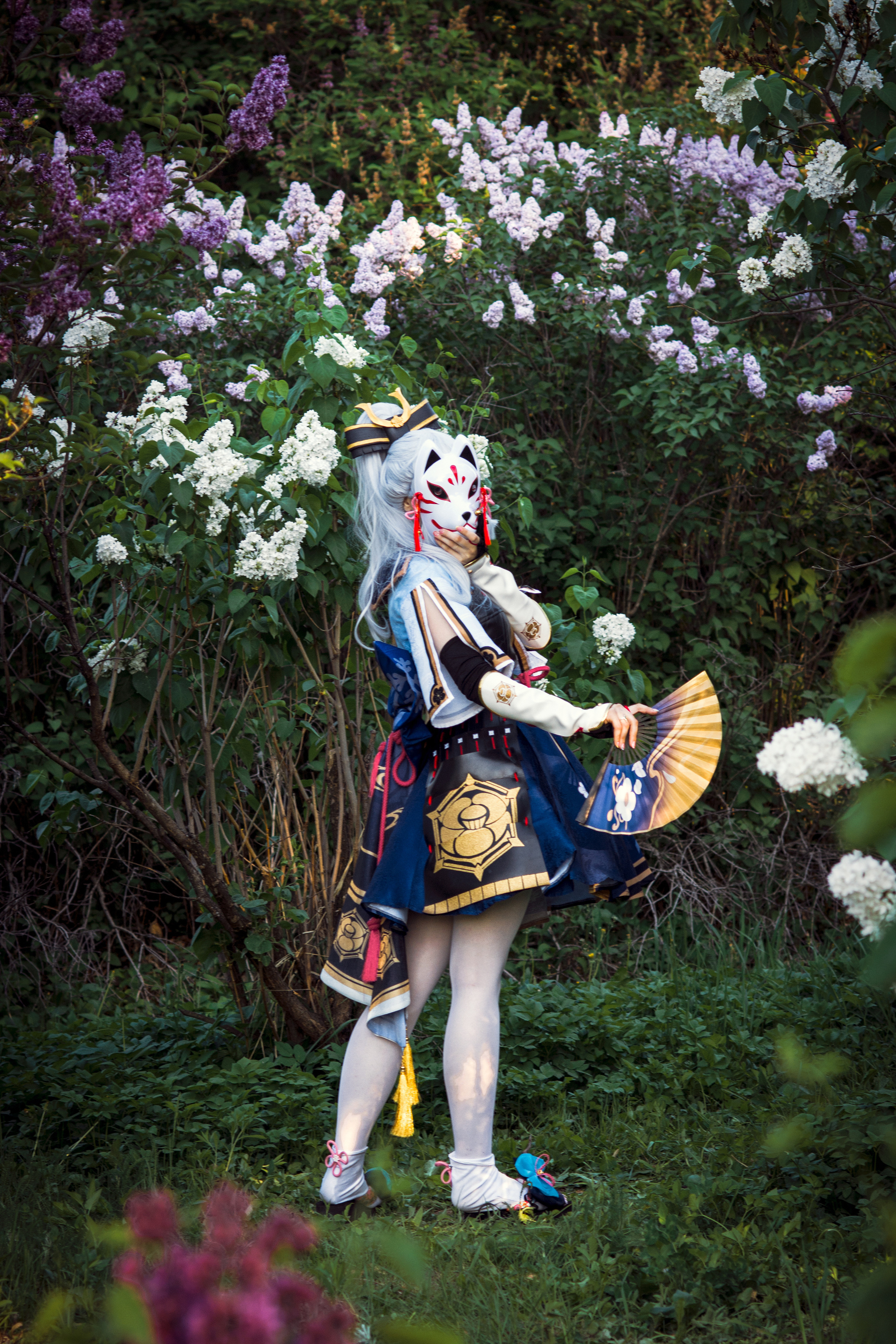 Genshin Impact Kamisato Ayaka cosplay маска лисы цветение 