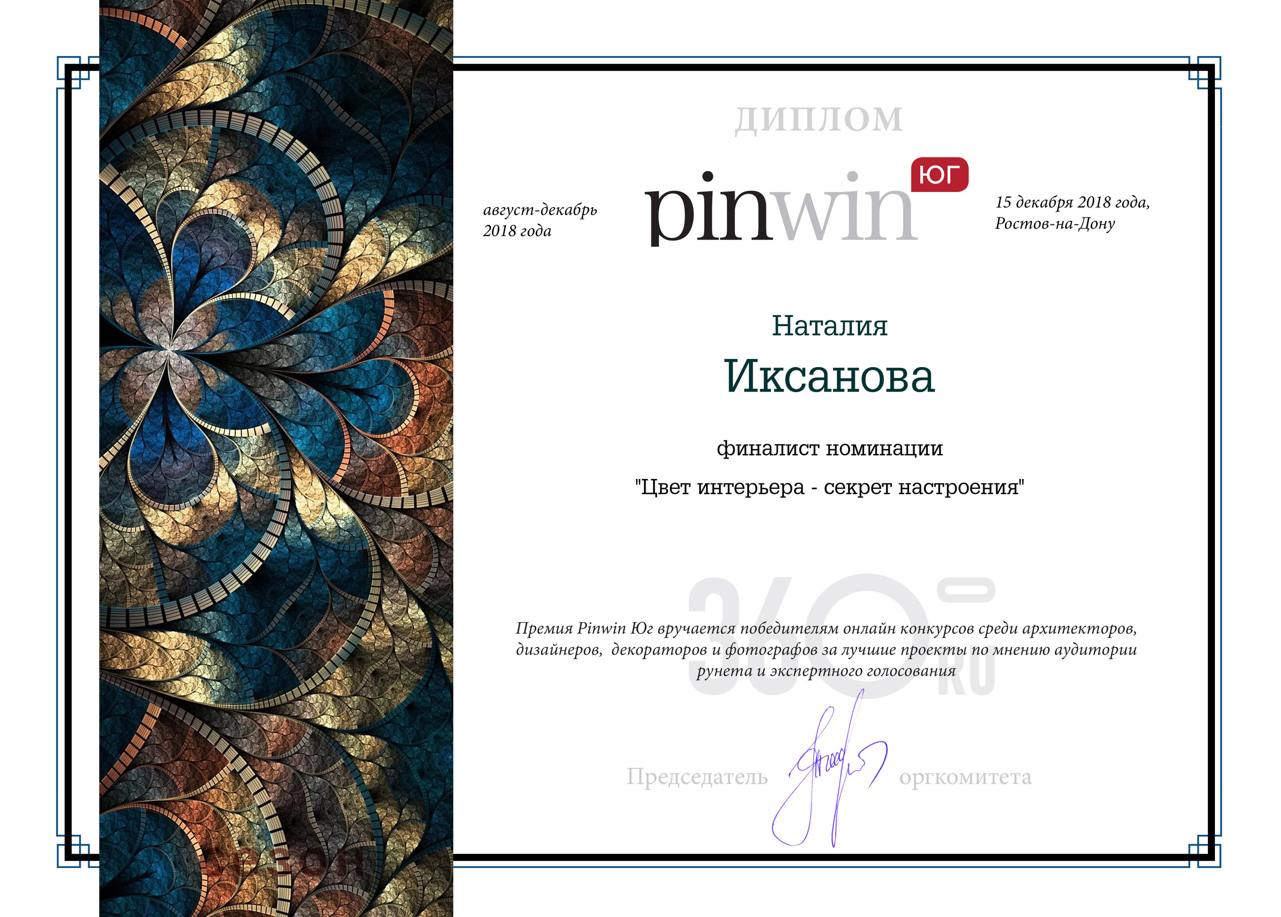 Awards. Interior designer Nataliia Iksanova
