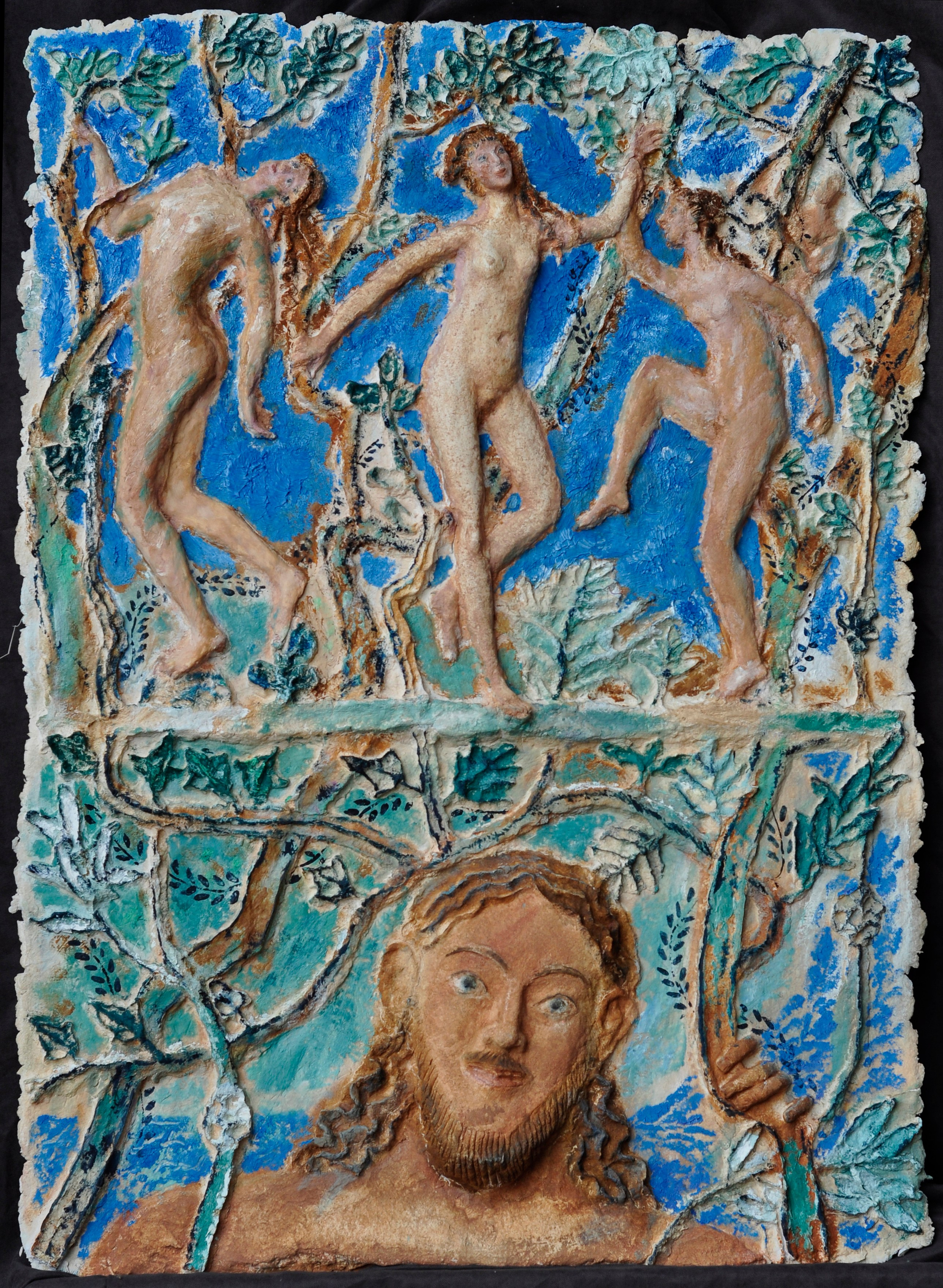 "Одиссей и Навсикая", рельеф на холсте, живопись, художник Федор Олевский, 2024