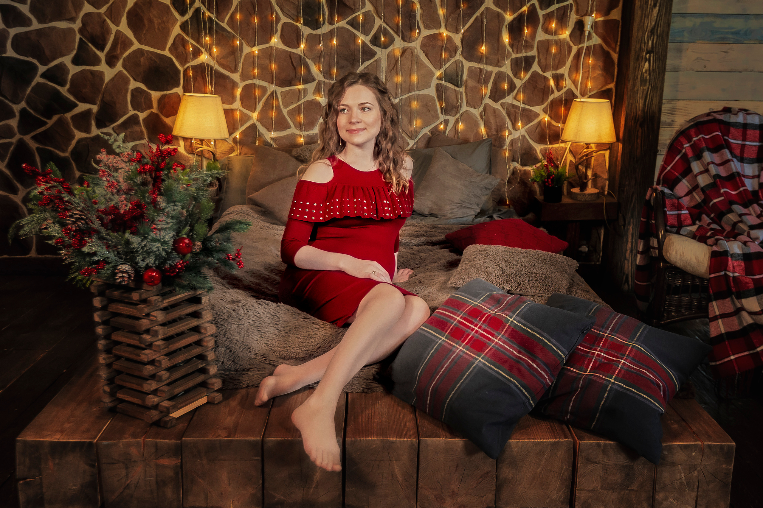 Семейная новогодняя фотосессия беременности. Свадебный фотограф Наталья Немцева в Санкт-Петербурге